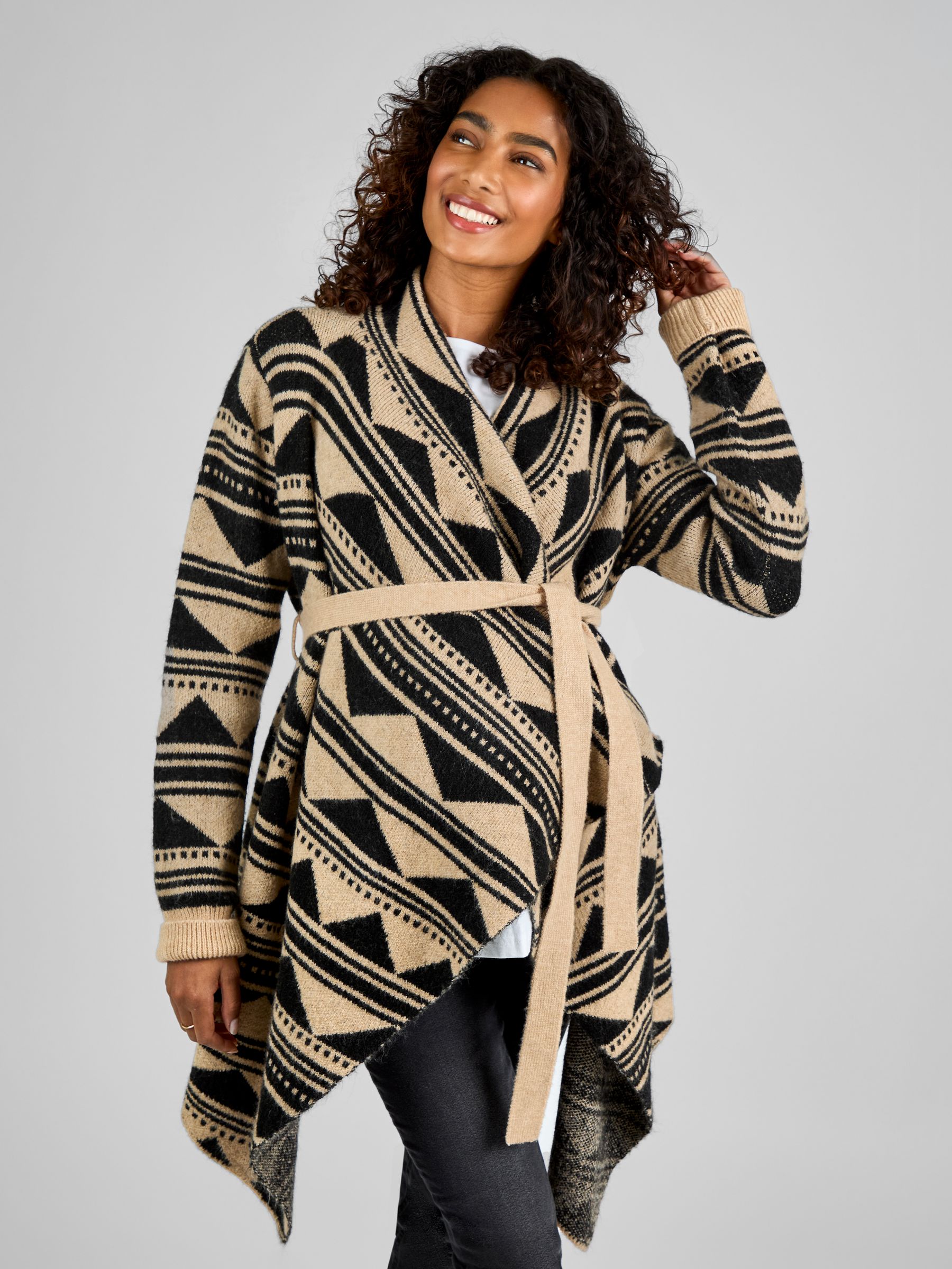 Natural & Black Print Drape Maternity & Nursing Cardigan
