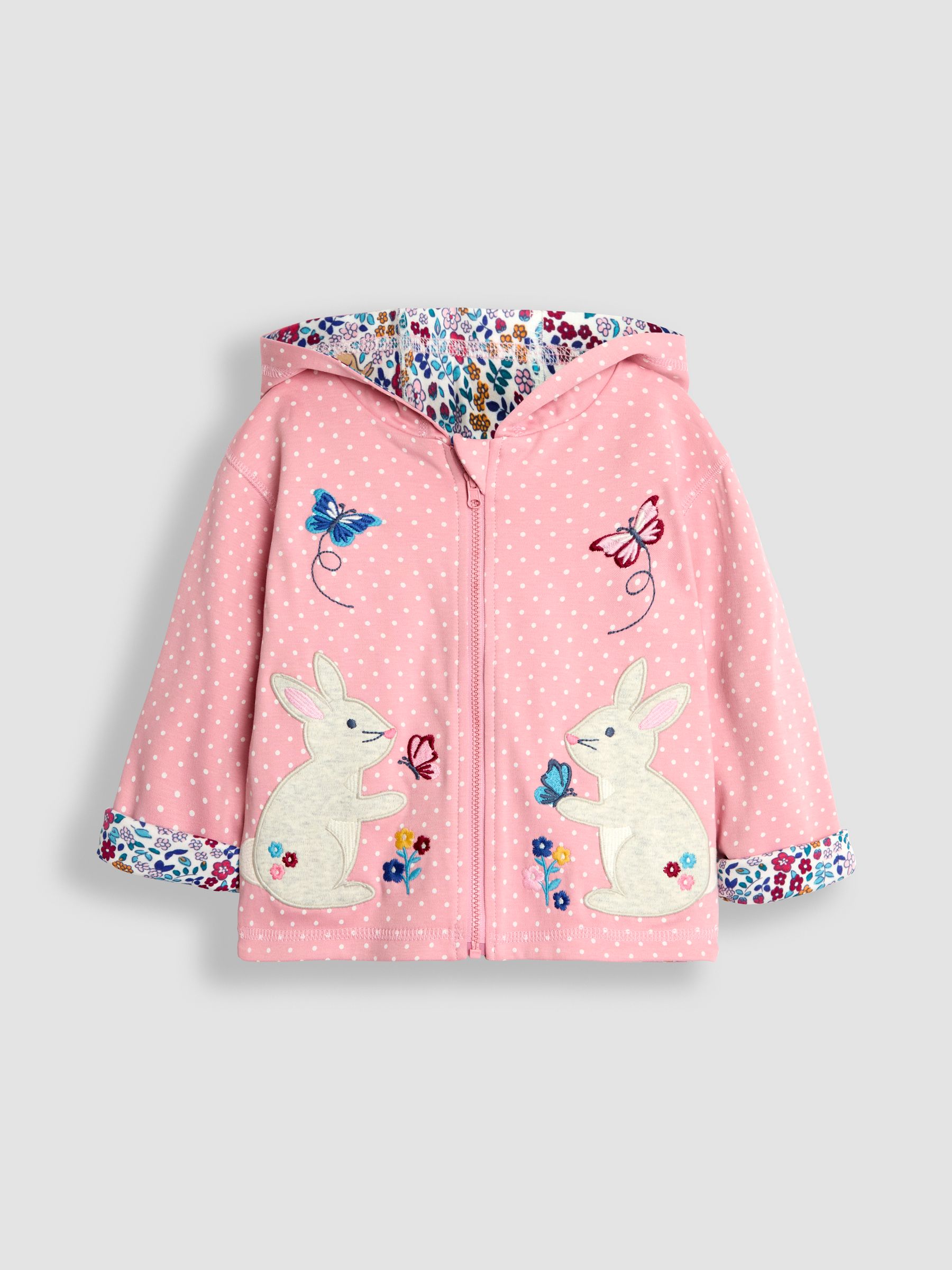 Rose Pink Bunny Appliqué Reversible Hoodie