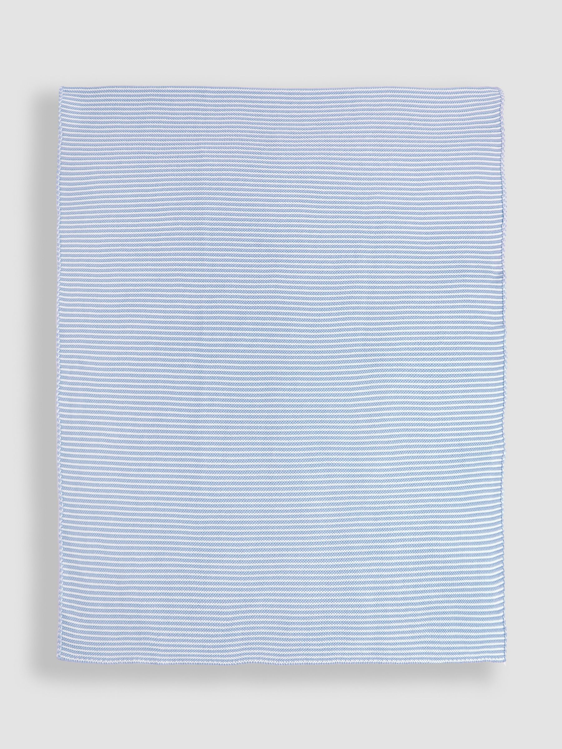 Knitted Stripe Blanket Blue