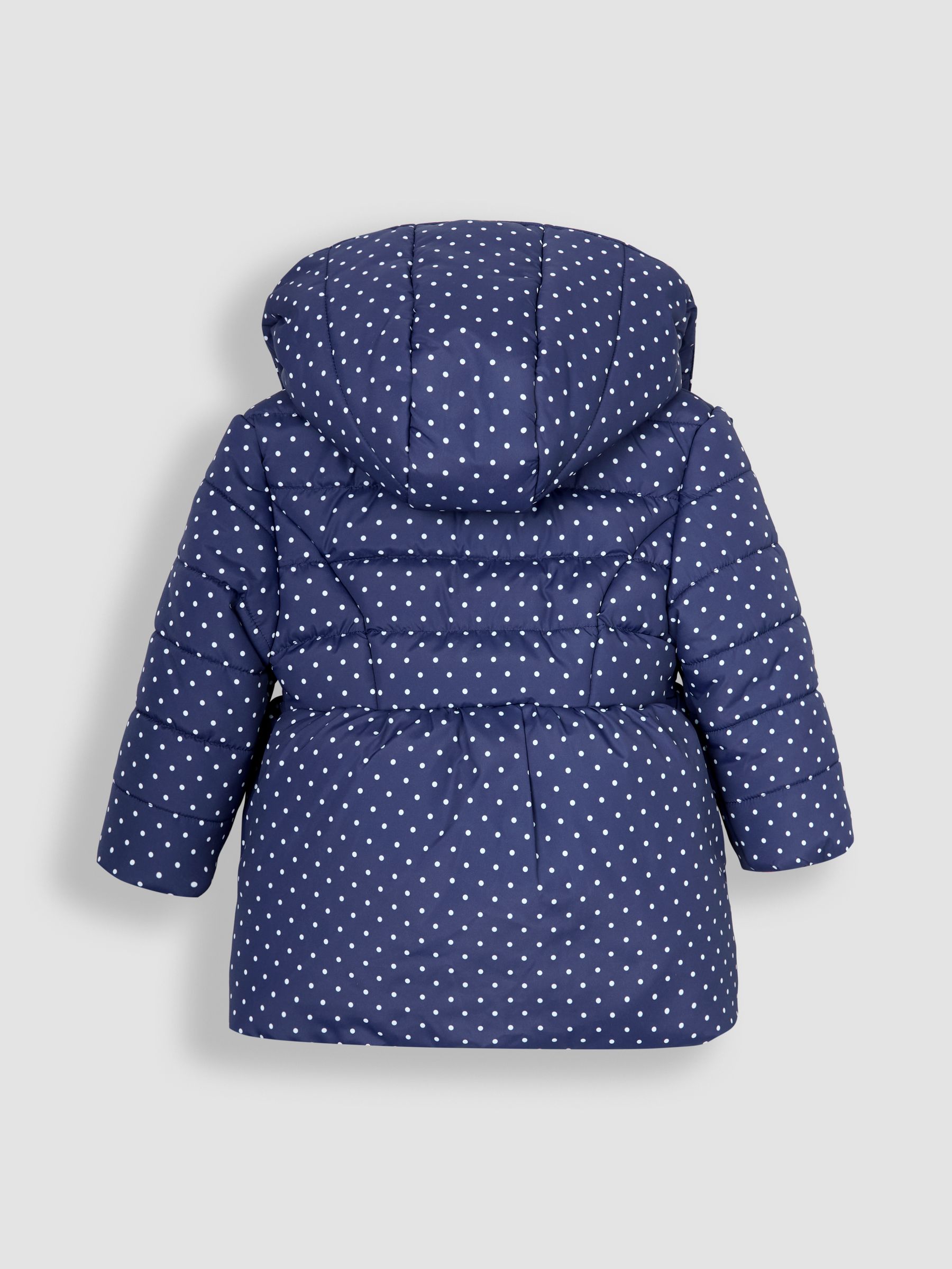 Navy White Dot Butterfly Puffer Jacket