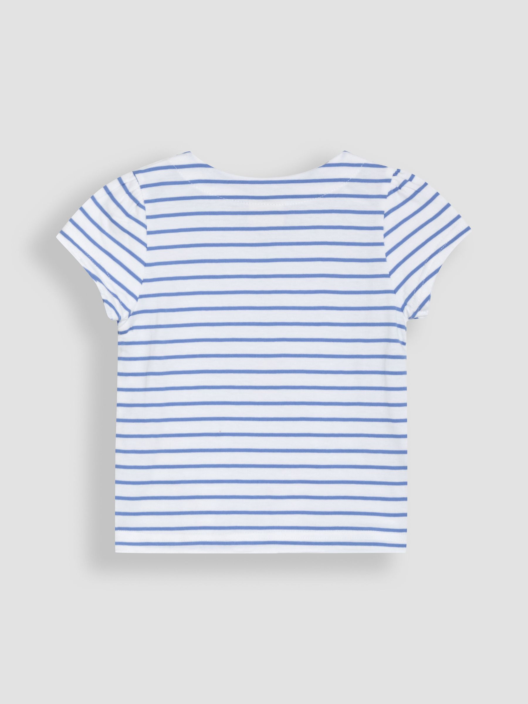 Blue Flower & Bee Embroidered T-Shirt