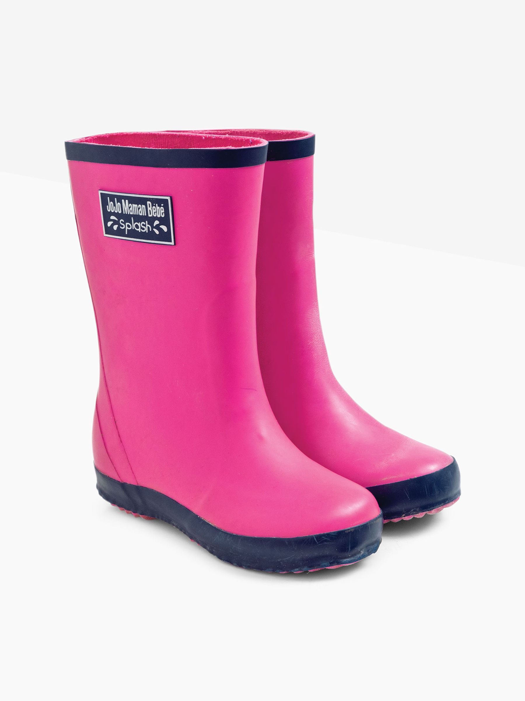 Navy Blue Contrast Trim Lined Wellies