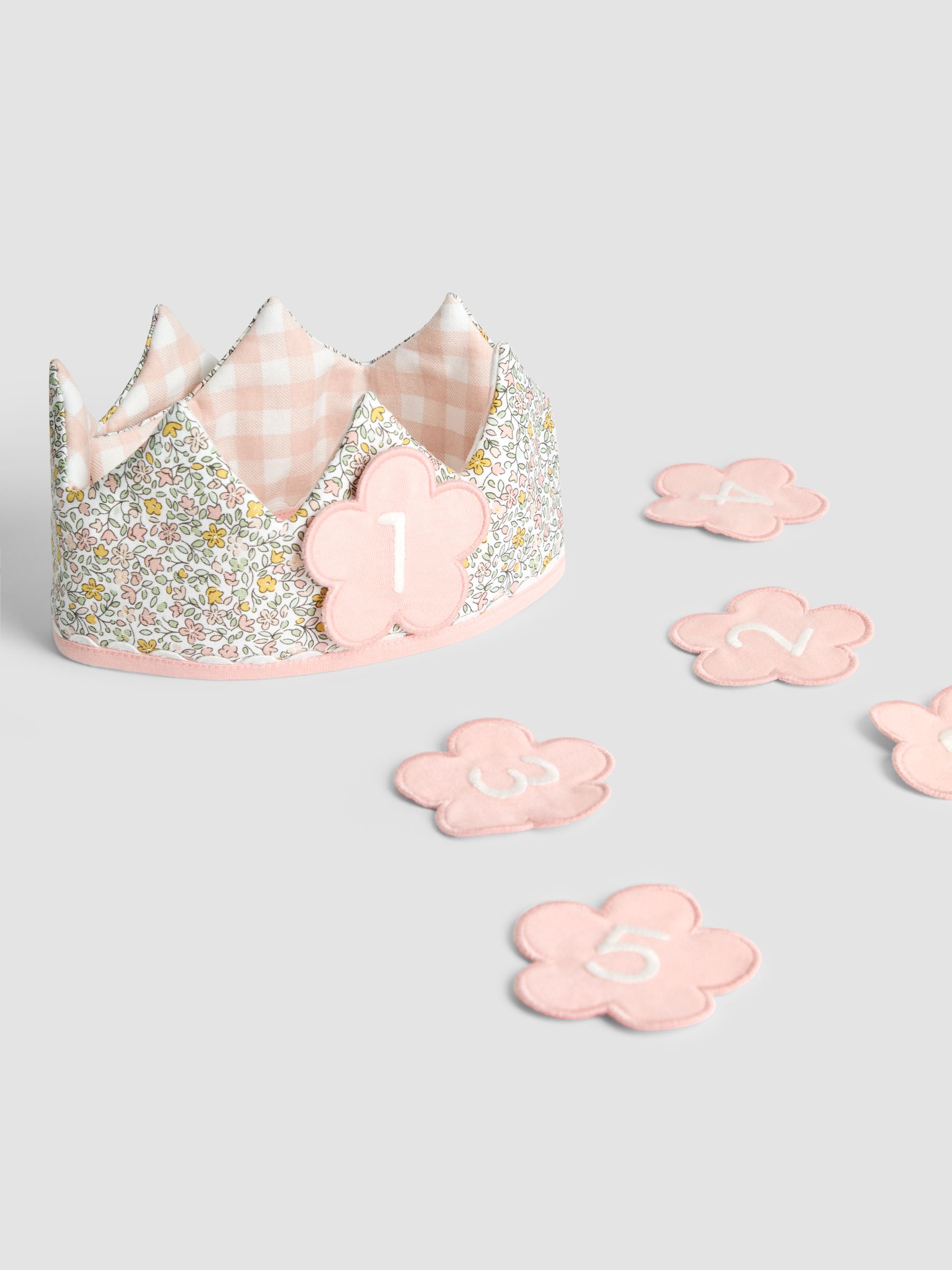 Pink Vintage Floral Fabric Birthday Crown