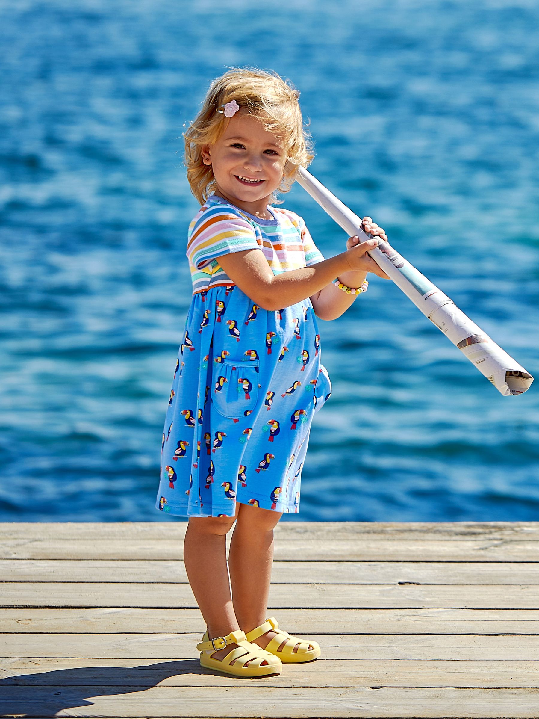 Blue Toucan Mix & Match With Pet In Pocket Jersey Dress