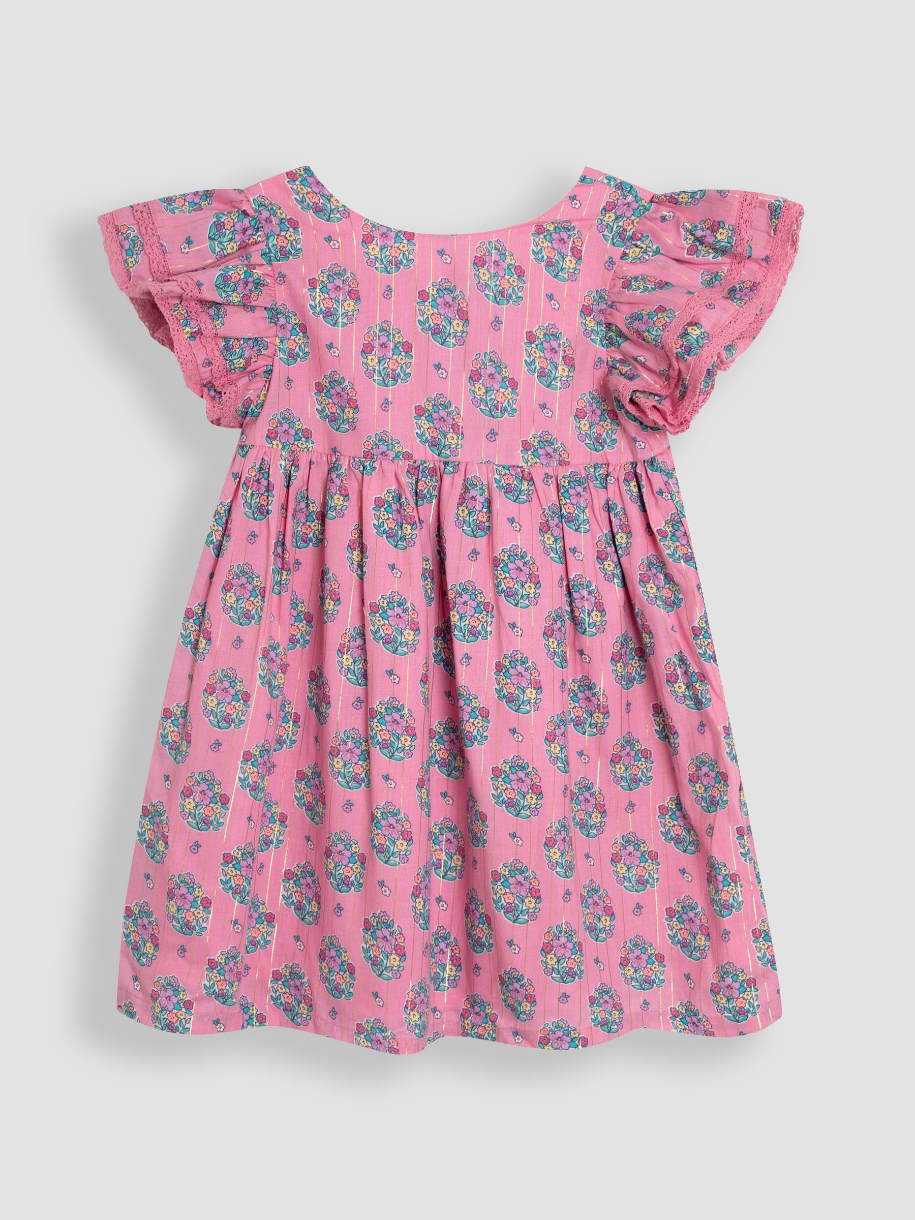 Pink Bouquet Sparkle Double Frill Shoulder Dress