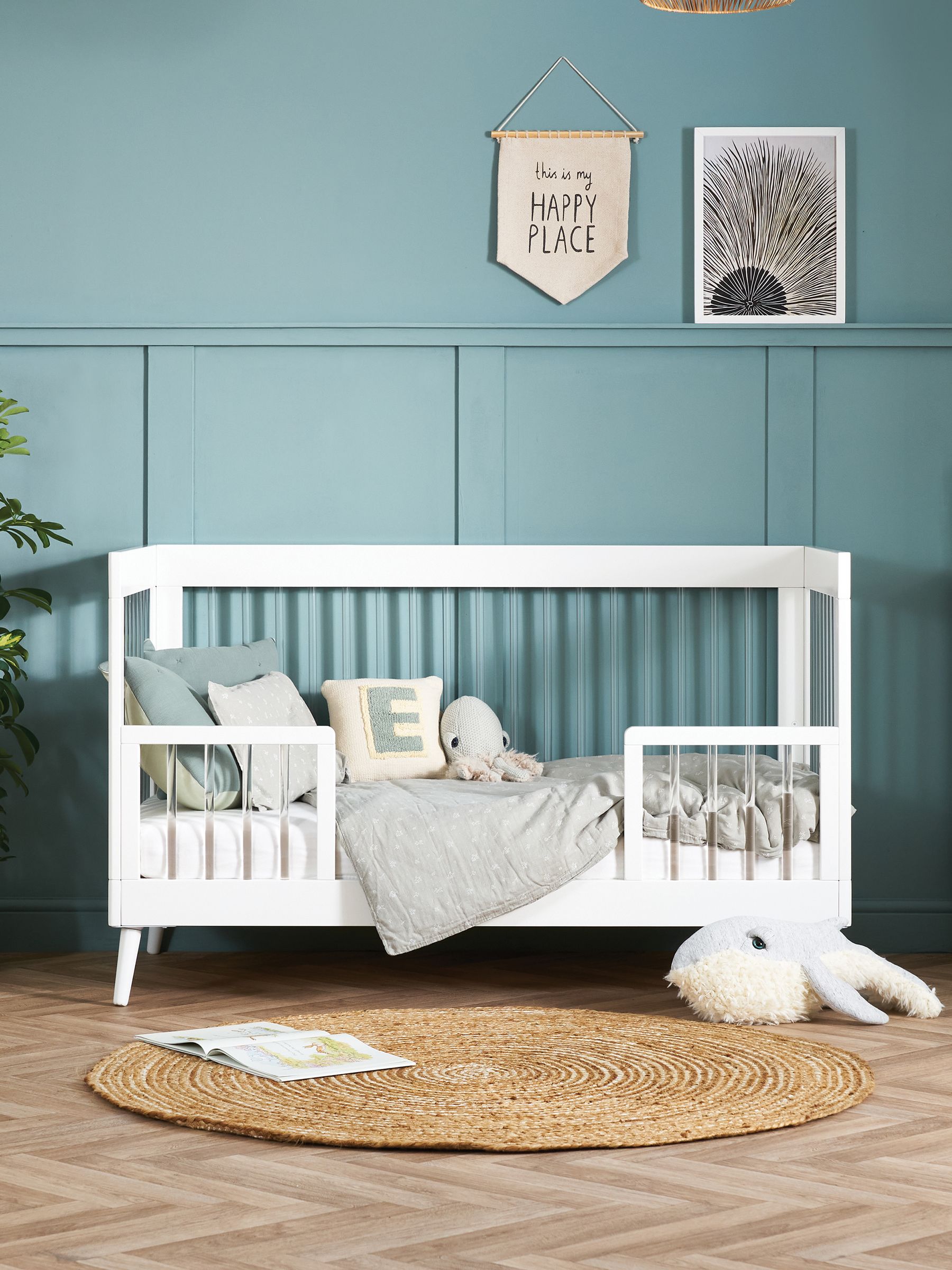 Obaby White with Acrylic Maya Nursery Cot Bed
