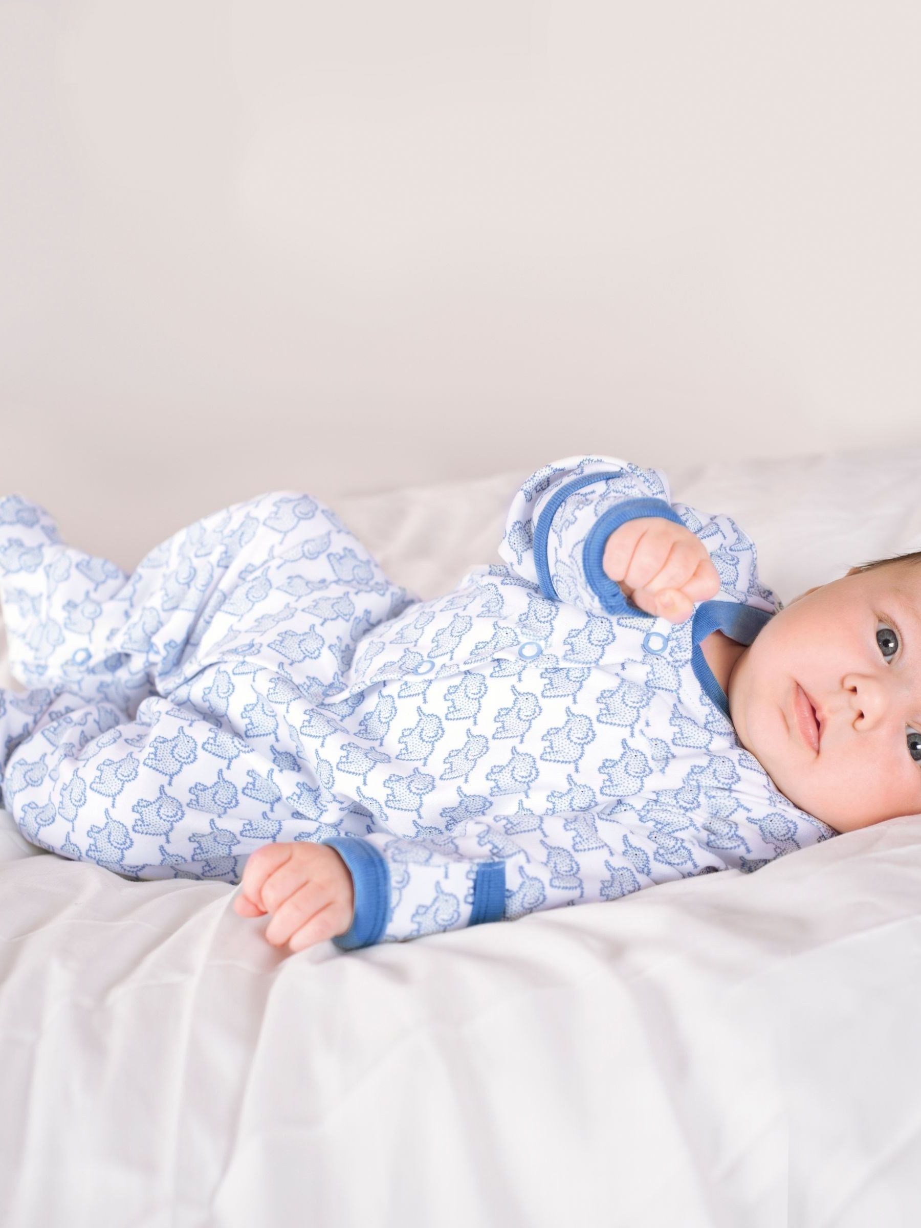 Grey Little Elephant Cotton Baby Sleepsuit