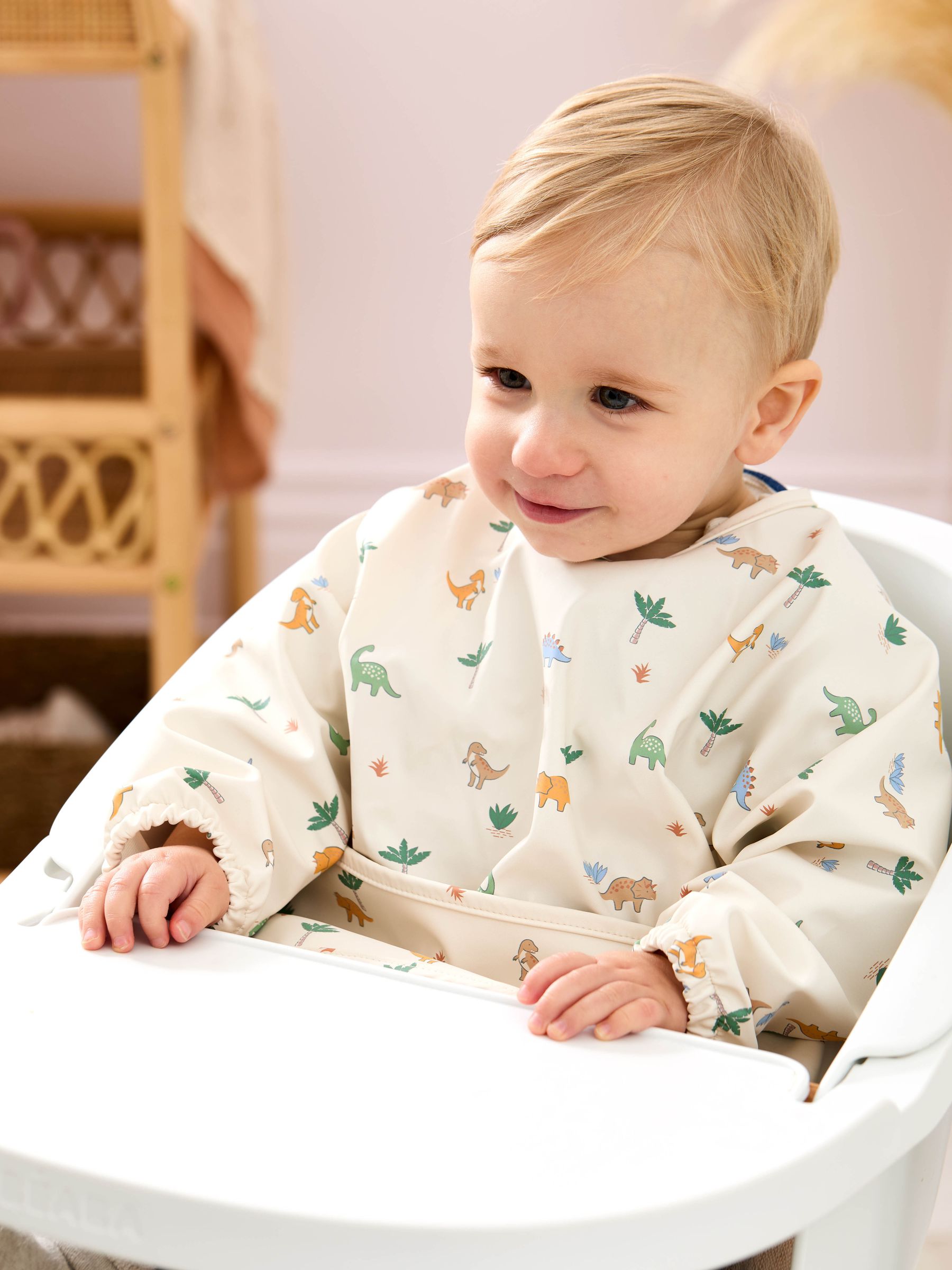 Neutral Dino Sleeved Bib