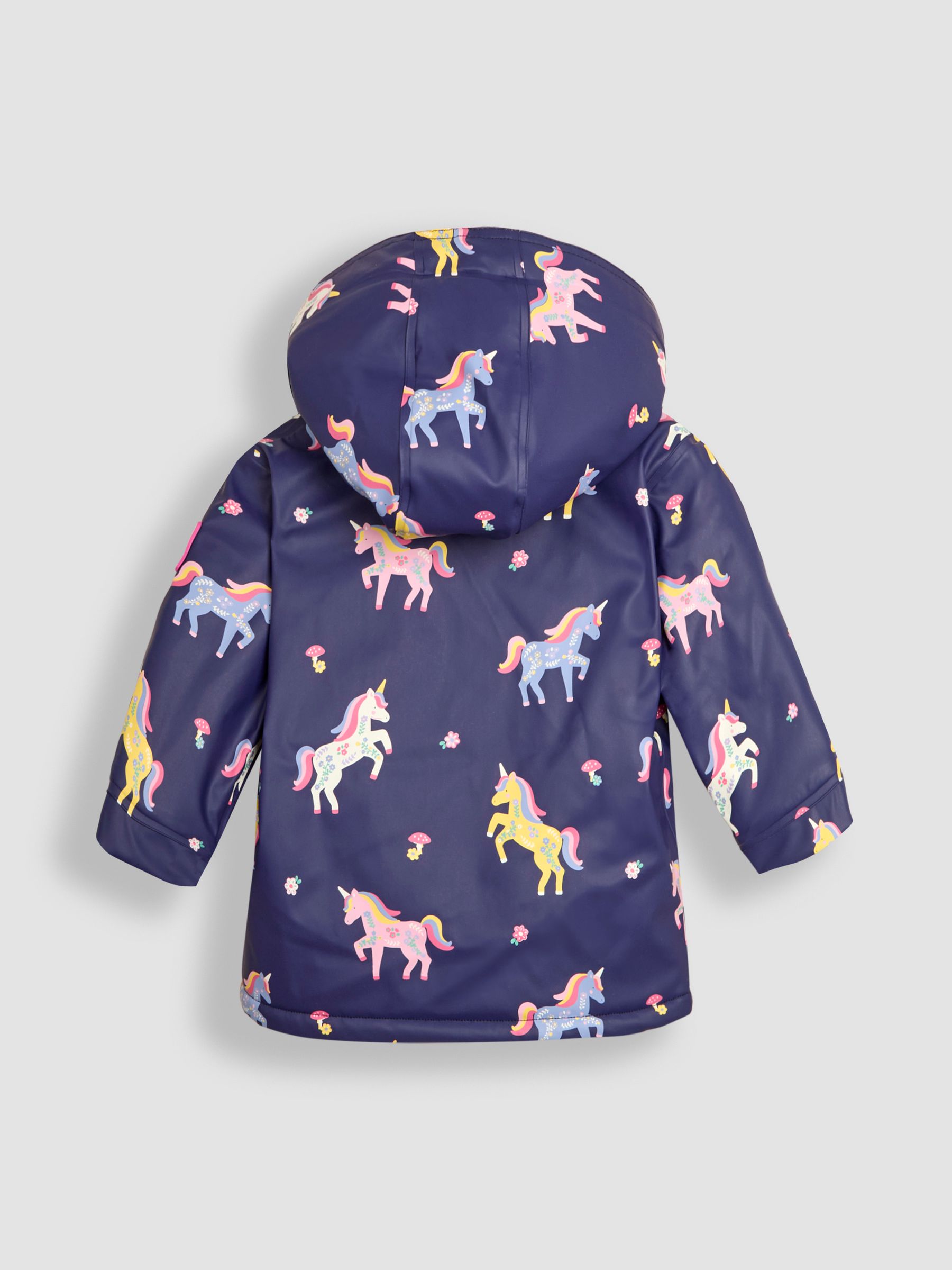 Navy Unicorn Hooded Cosy Lined Waterproof Jacket