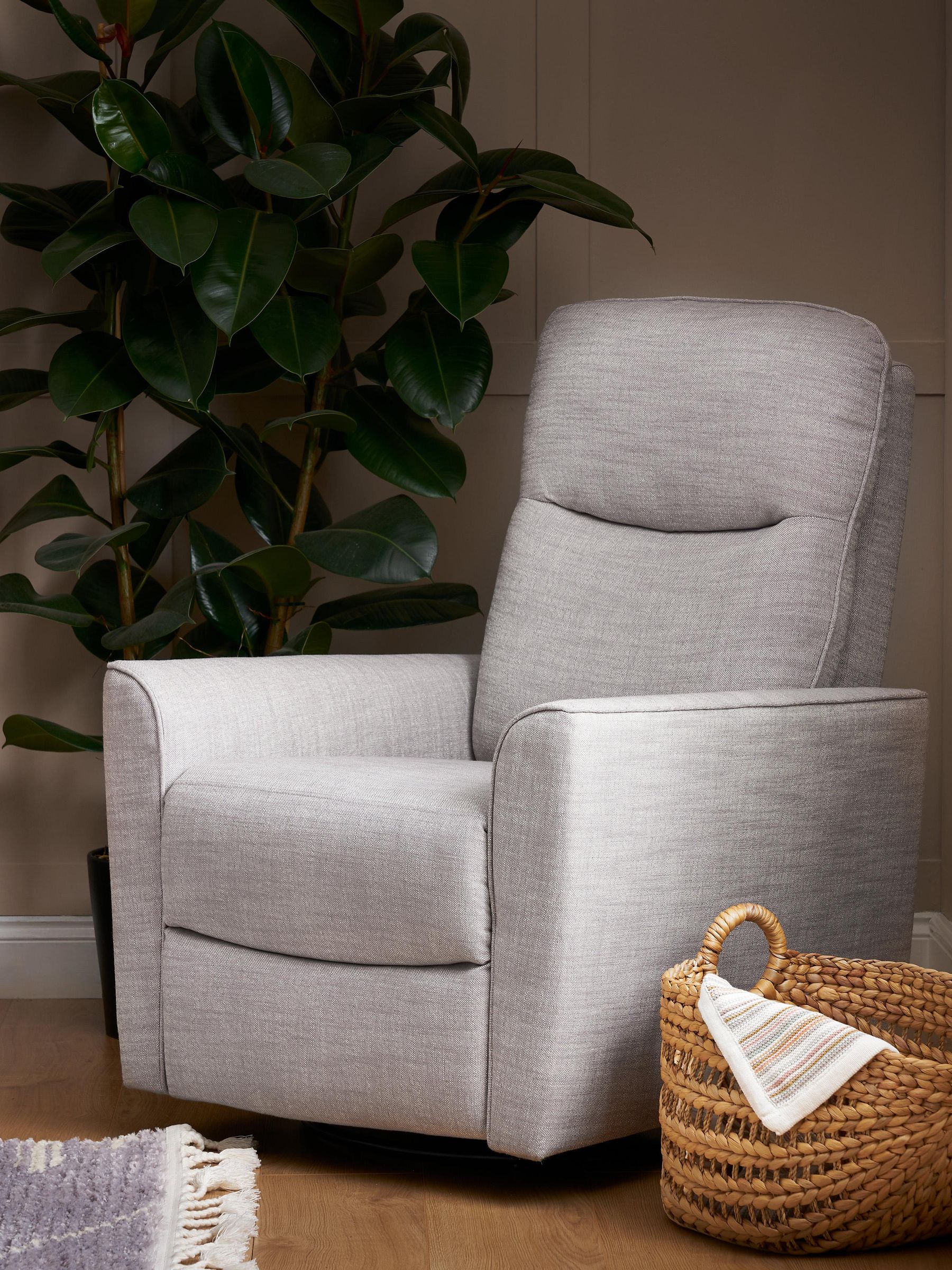 Obaby Grey Madison Swivel Glider Recliner Nursing Chair