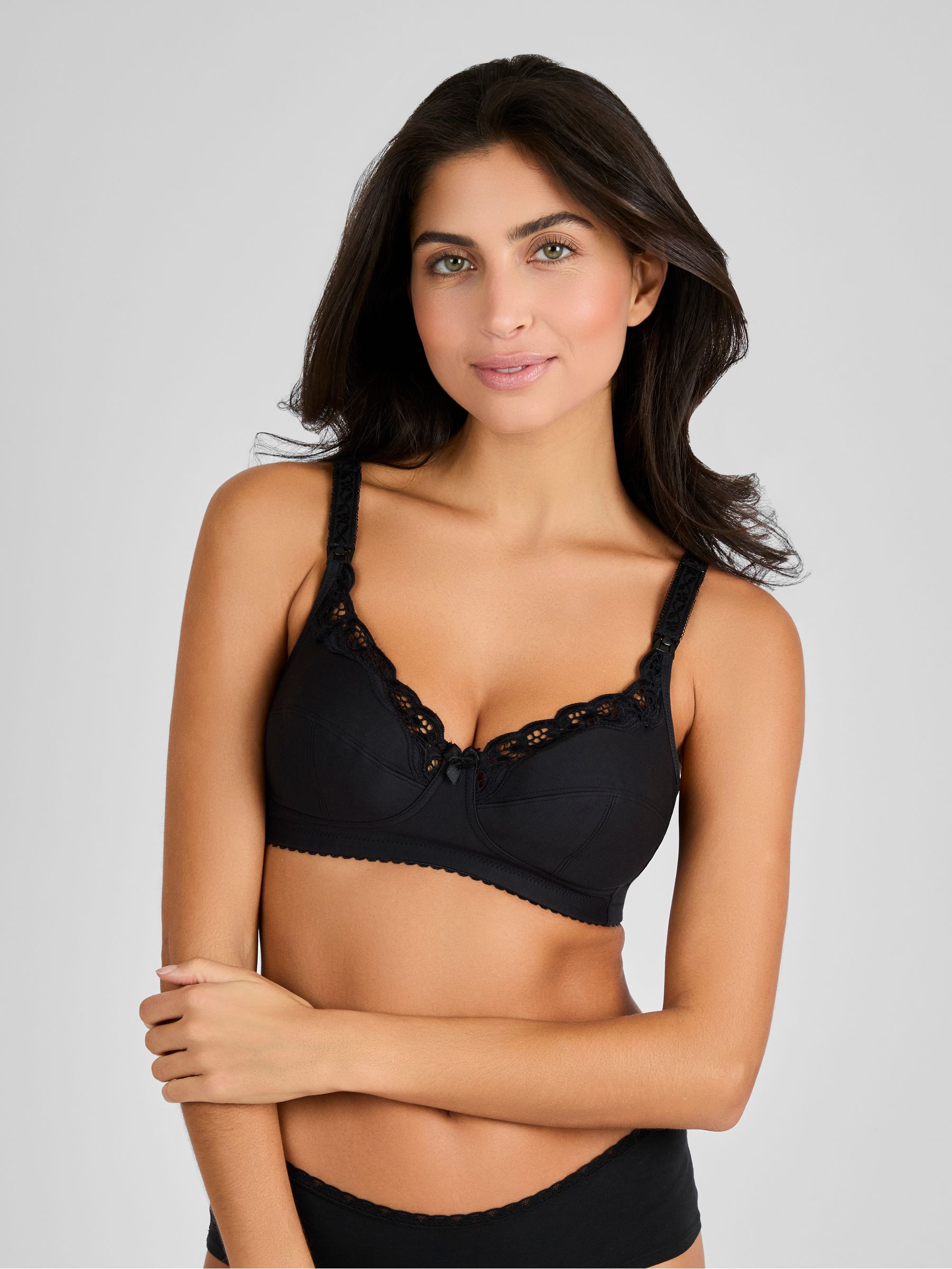 Black Maternity & Nursing Lace Trim Bra