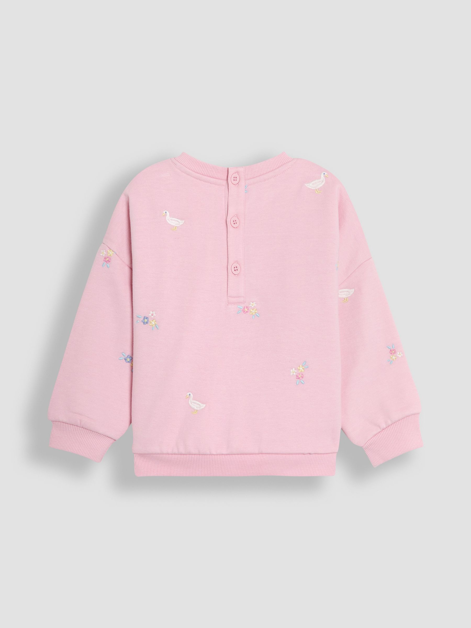 Pink Duck Embroidered Crew Neck Sweatshirt