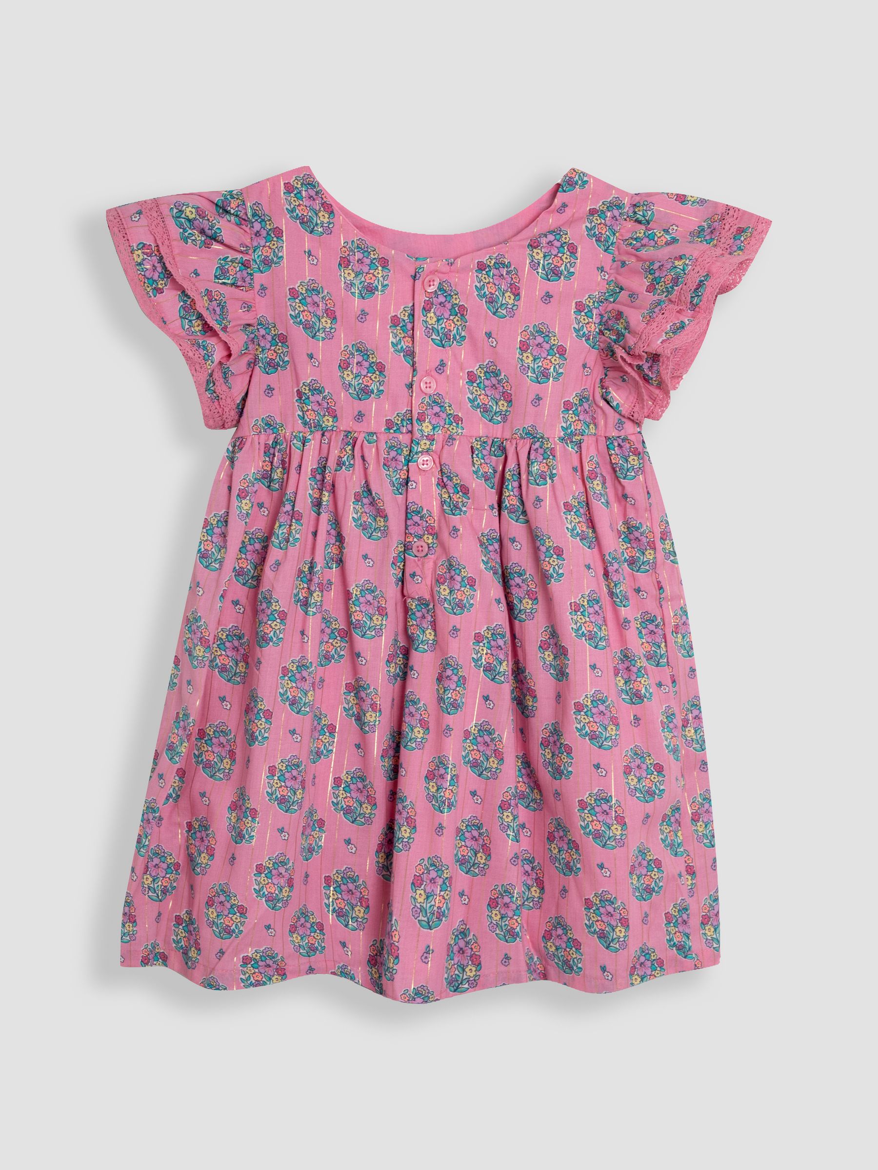 Pink Bouquet Sparkle Double Frill Shoulder Dress