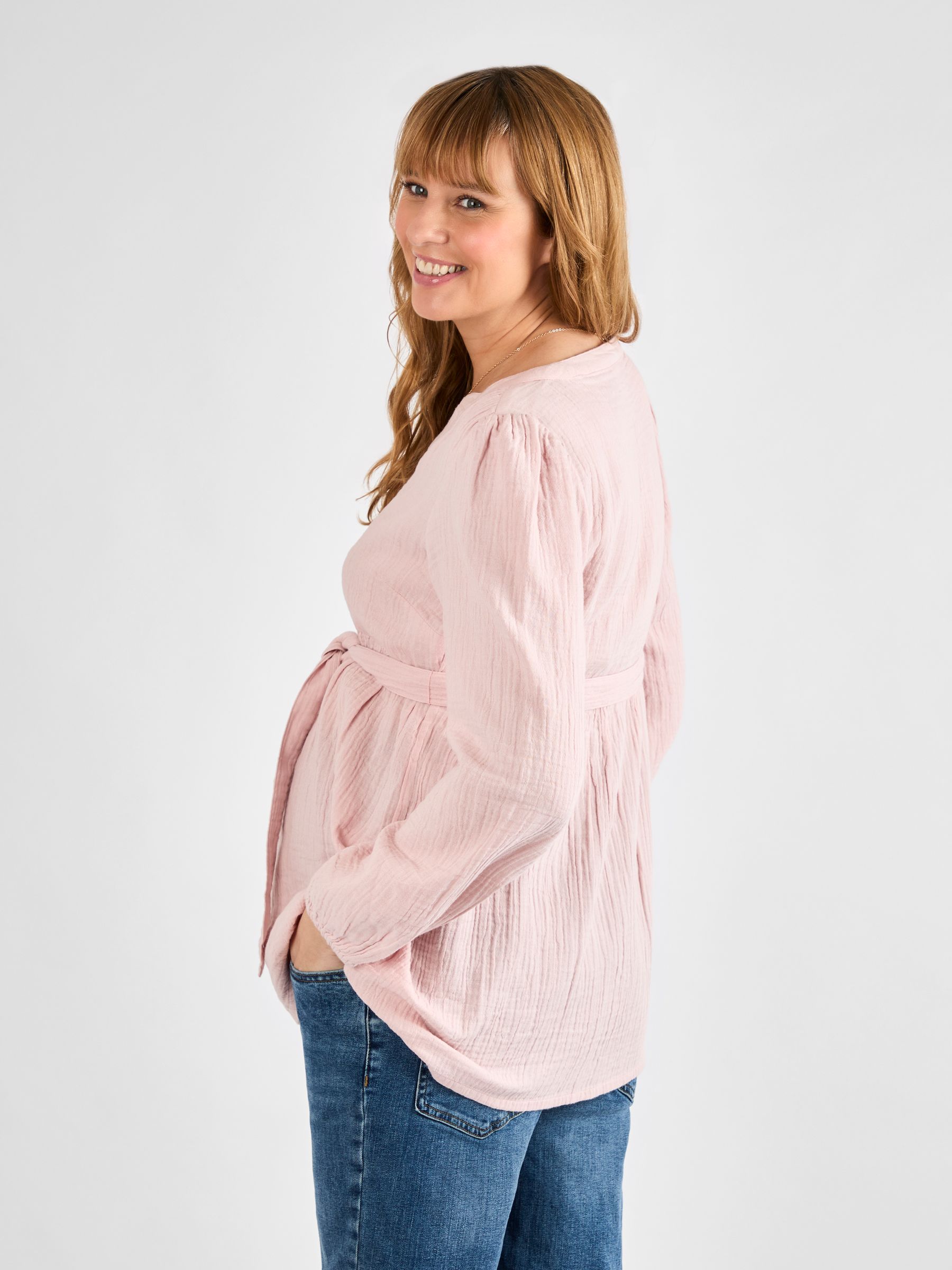 Rose Long Sleeve Textured Maternity Blouse
