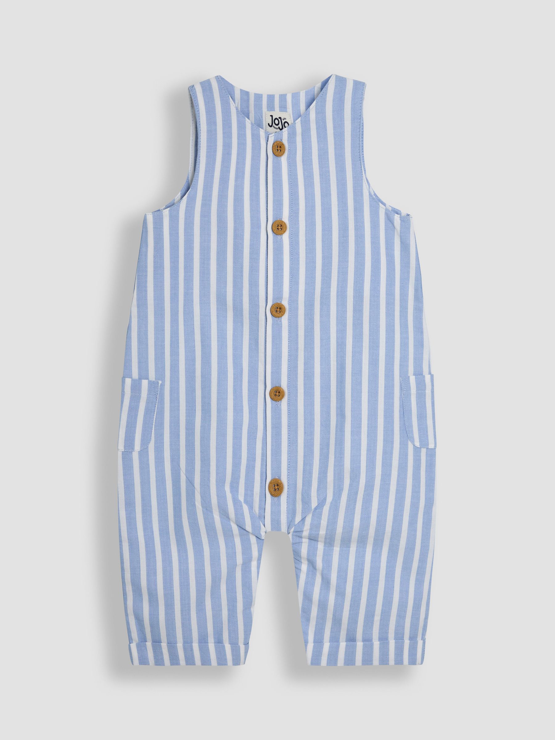 Blue Stripe Button Front Romper