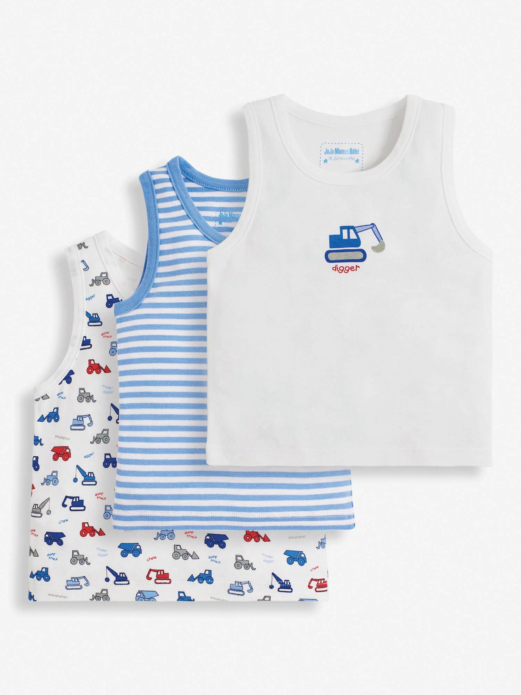 3-Pack Digger Boys' Vest Set in Blue