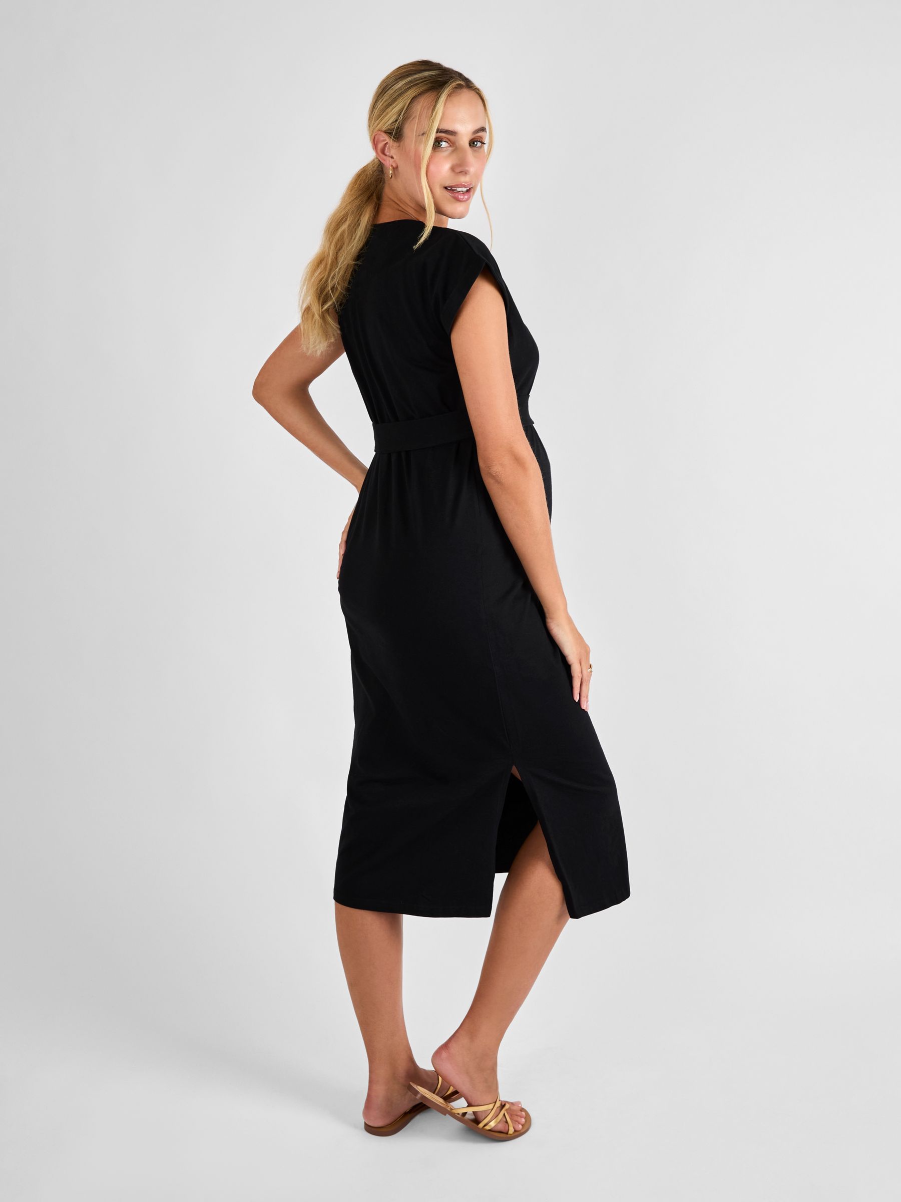 Black Maternity Midi T-Shirt Dress