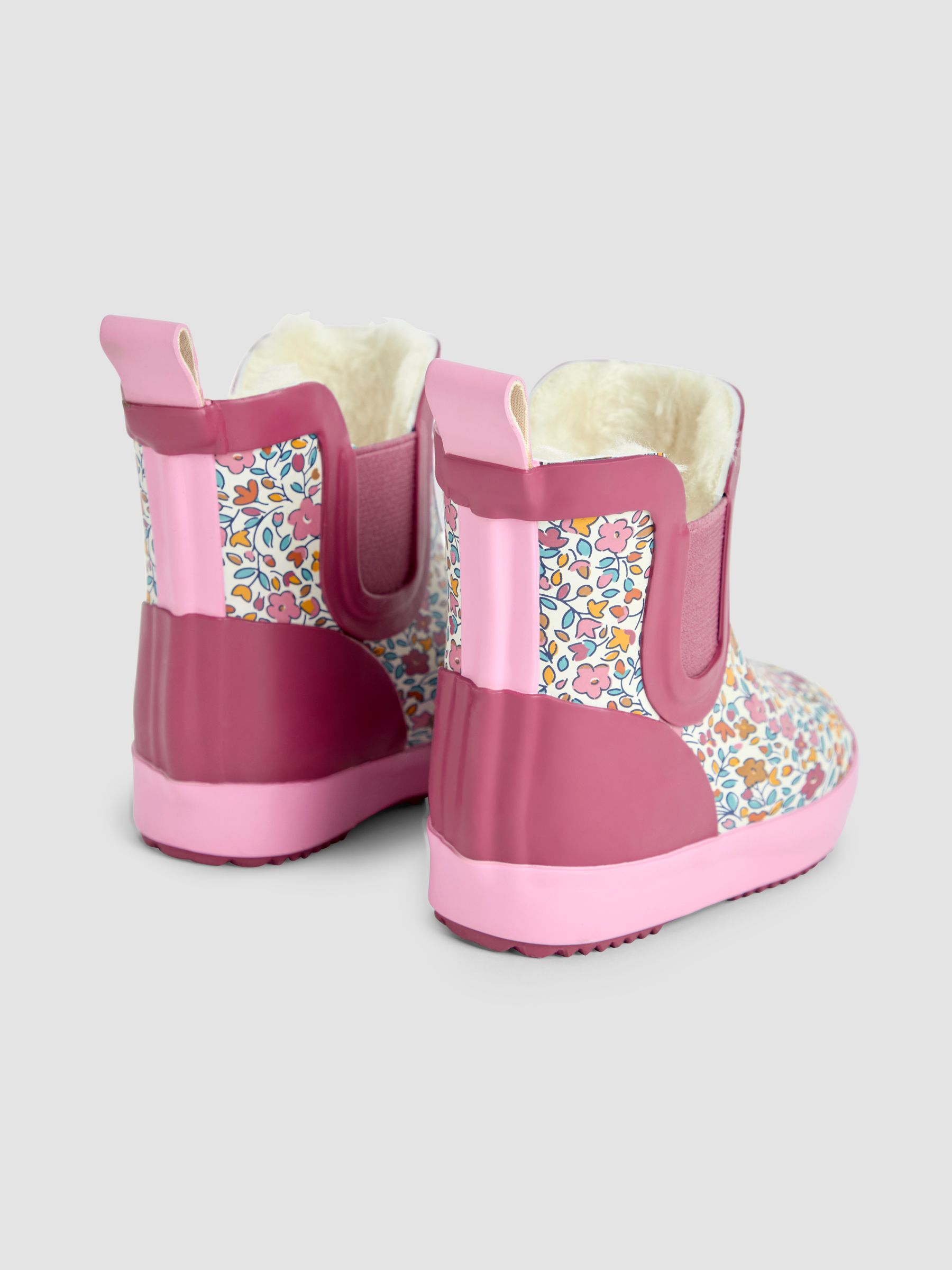 Pink Ditsy Cosy Lined Fox Print Ankle Wellies
