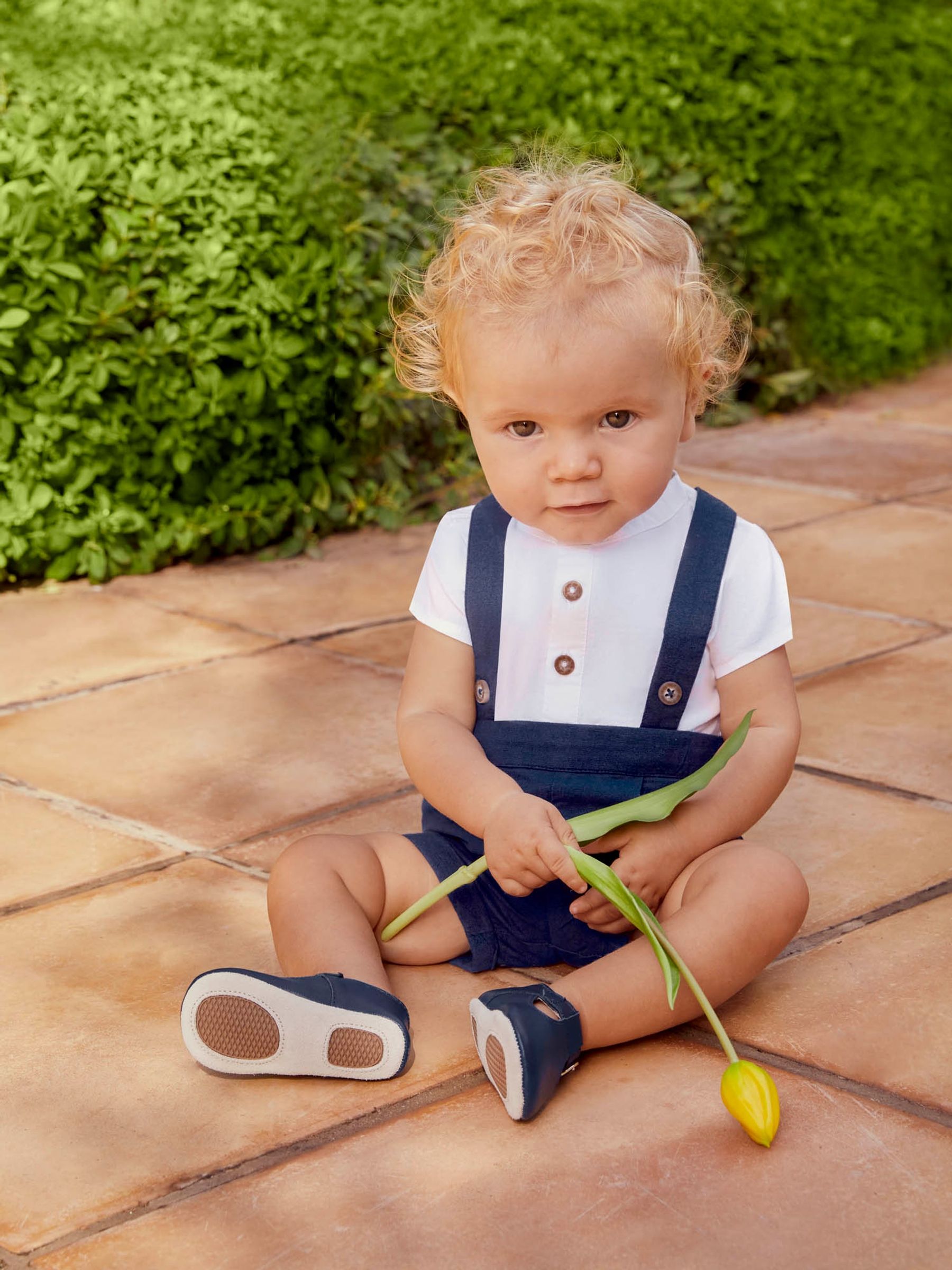 Navy 2-Piece Baby Grandad Shirt & Shorts Set
