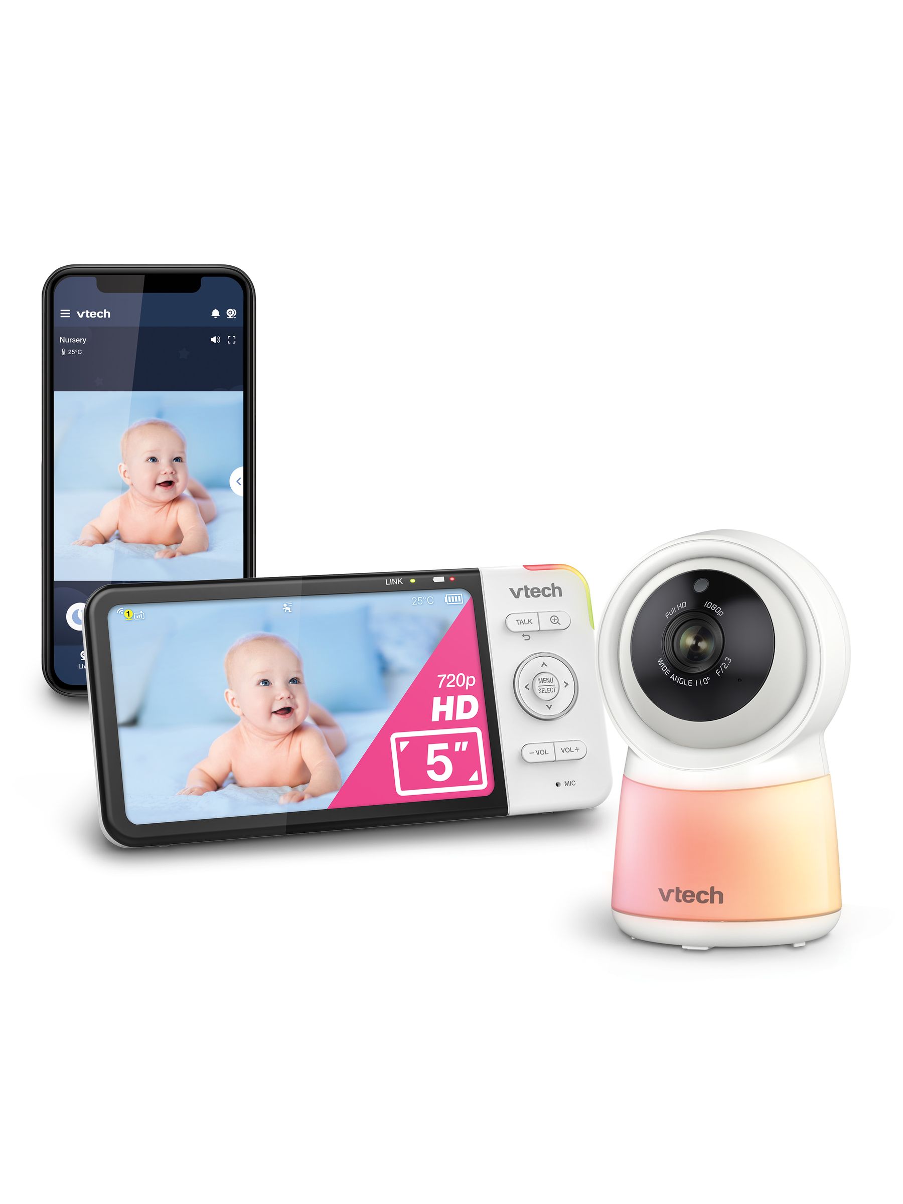 V-Tech RM5755HD 5 inch Smart WiFi 1080p Video Baby Monitor