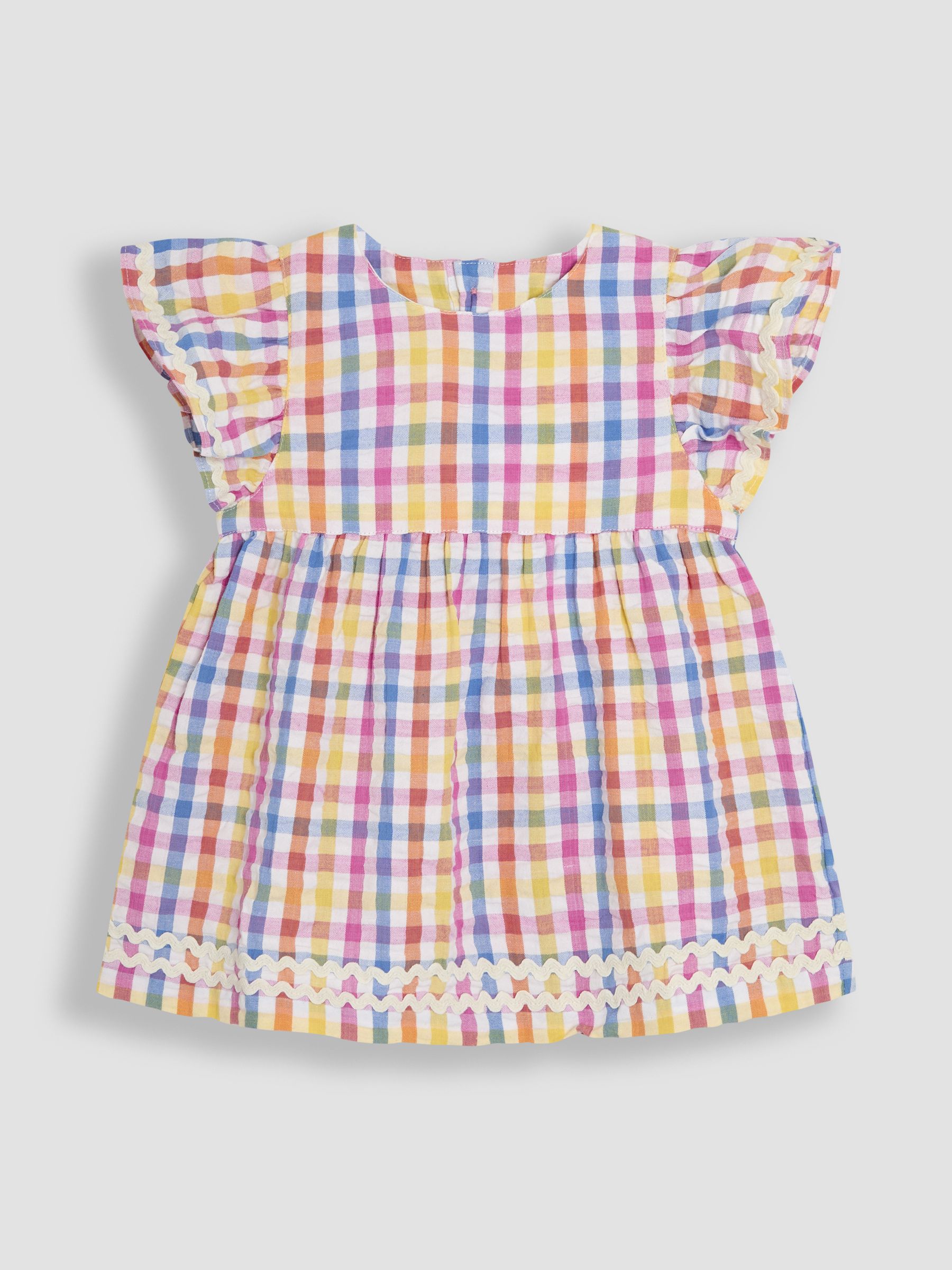 Rainbow 2-Piece Gingham Angel Sleeve Blouse & Shorts Set
