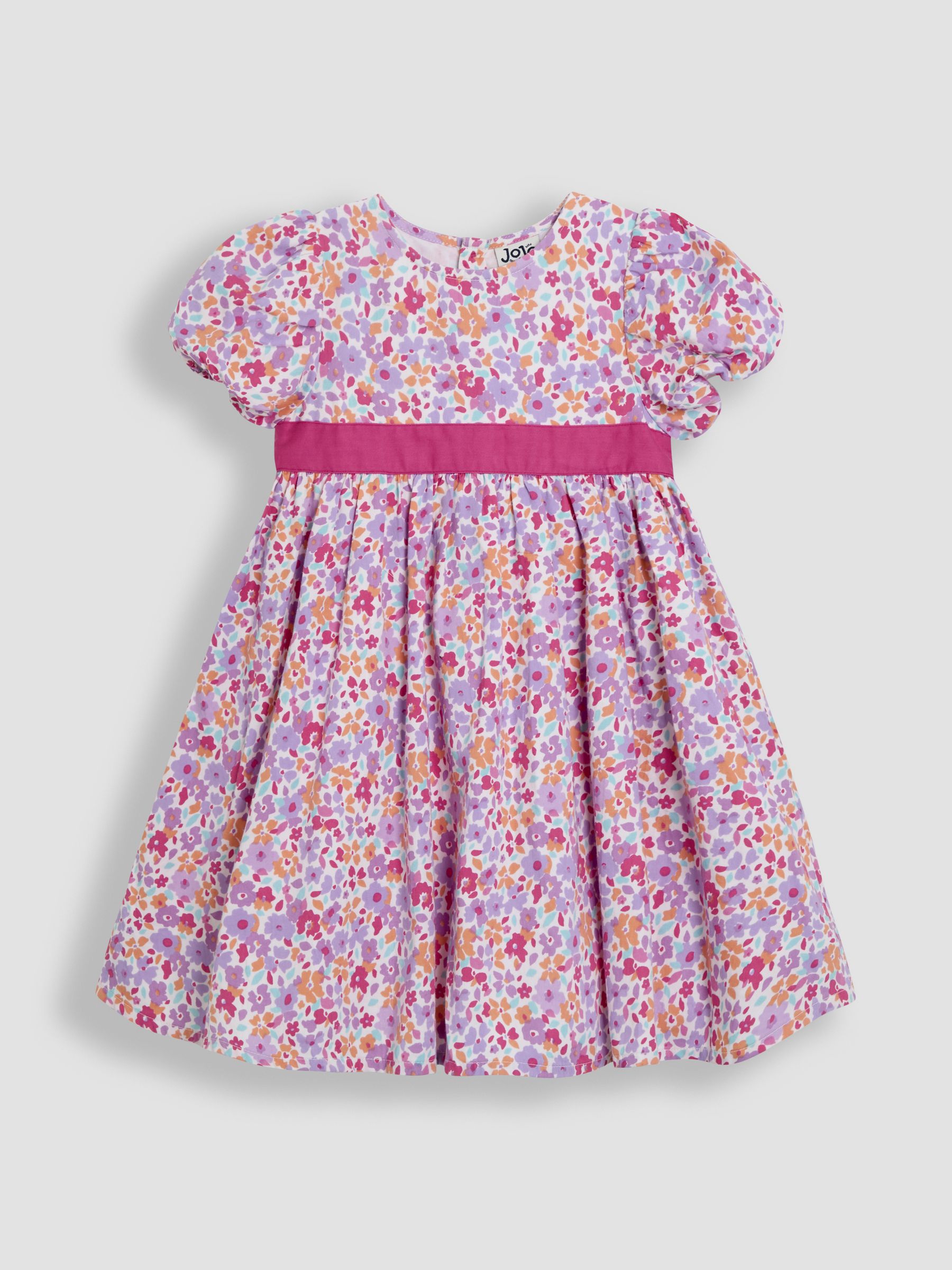 Pink Floral Puff Sleeve Party Dress