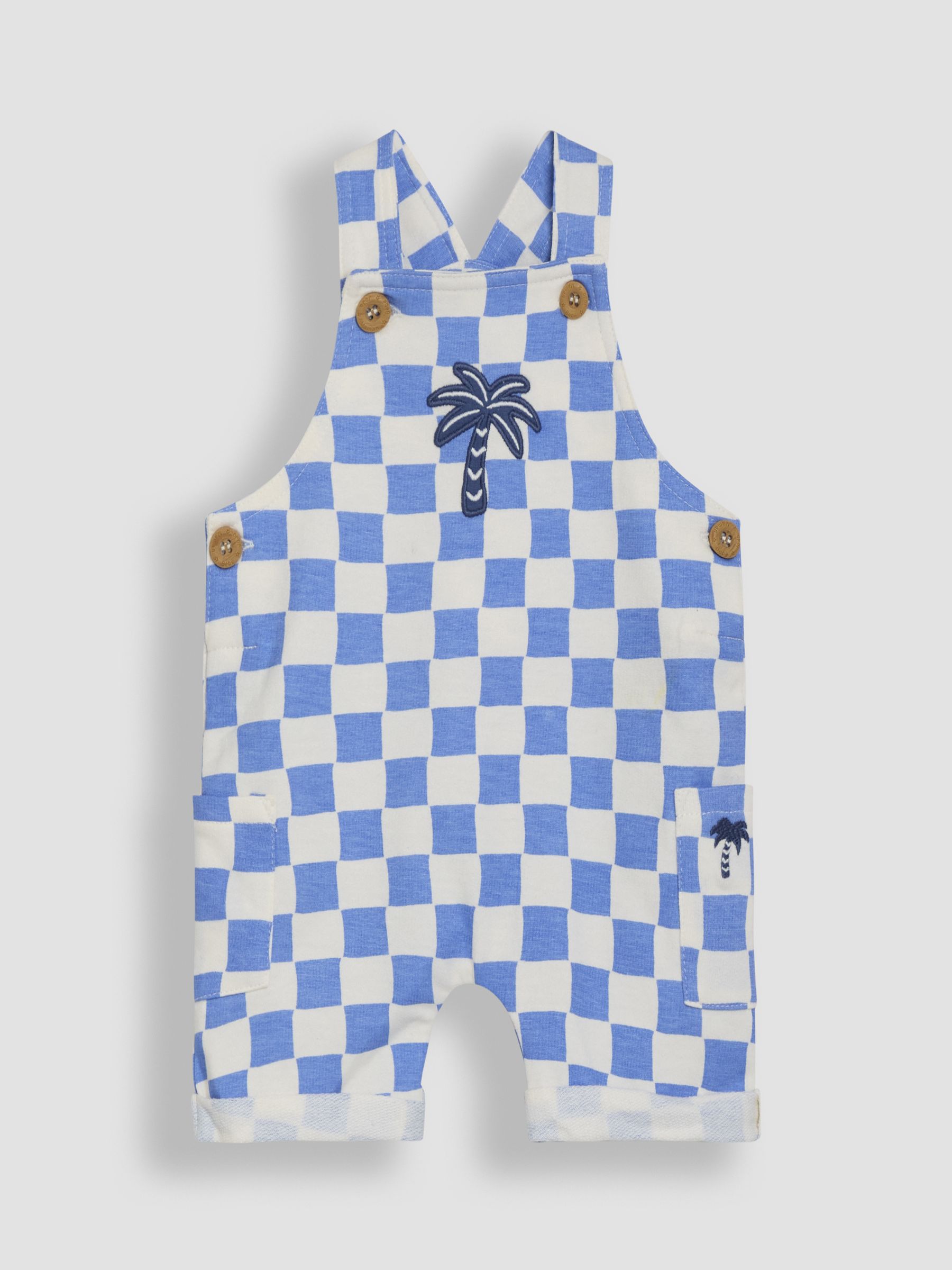 Blue 2-Piece Checkerboard Dungarees & T-Shirt Set