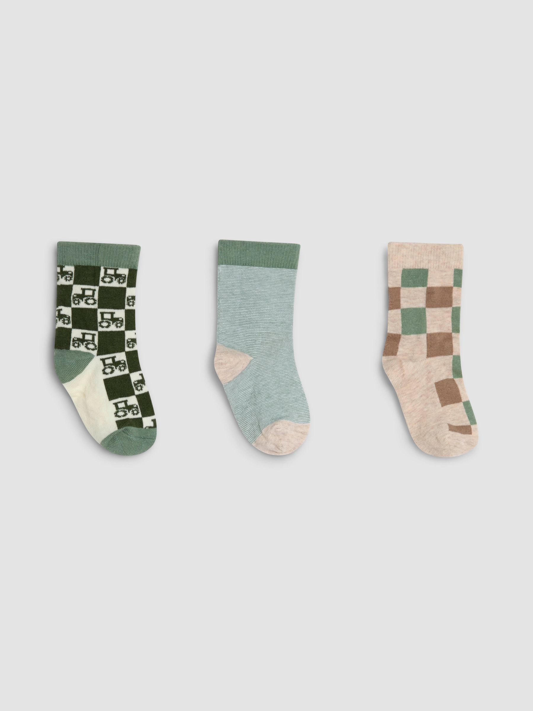 Green 3-Pack Tractor Socks