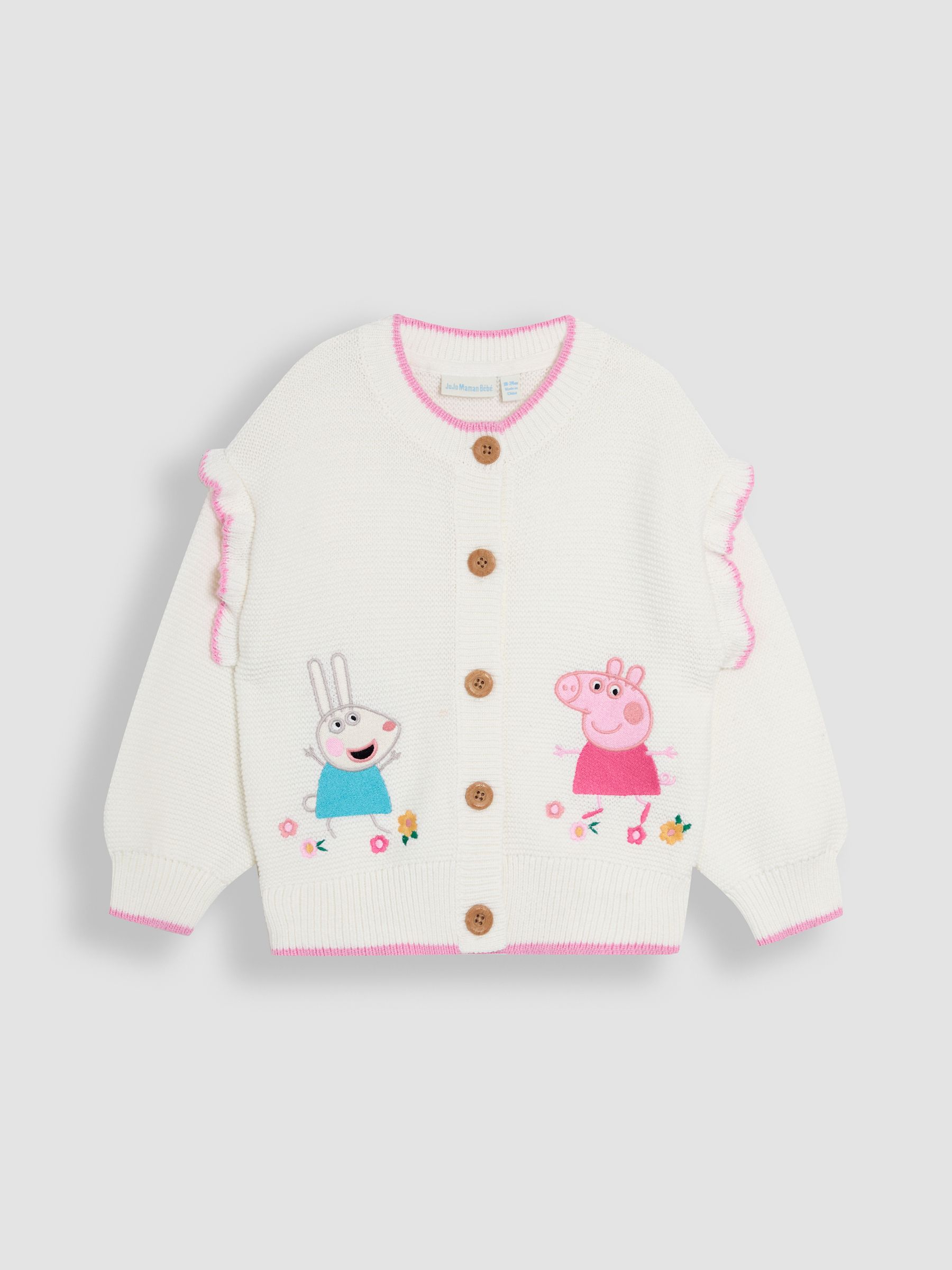 Cream Peppa Pig Embroidered 100% Cotton Cardigan