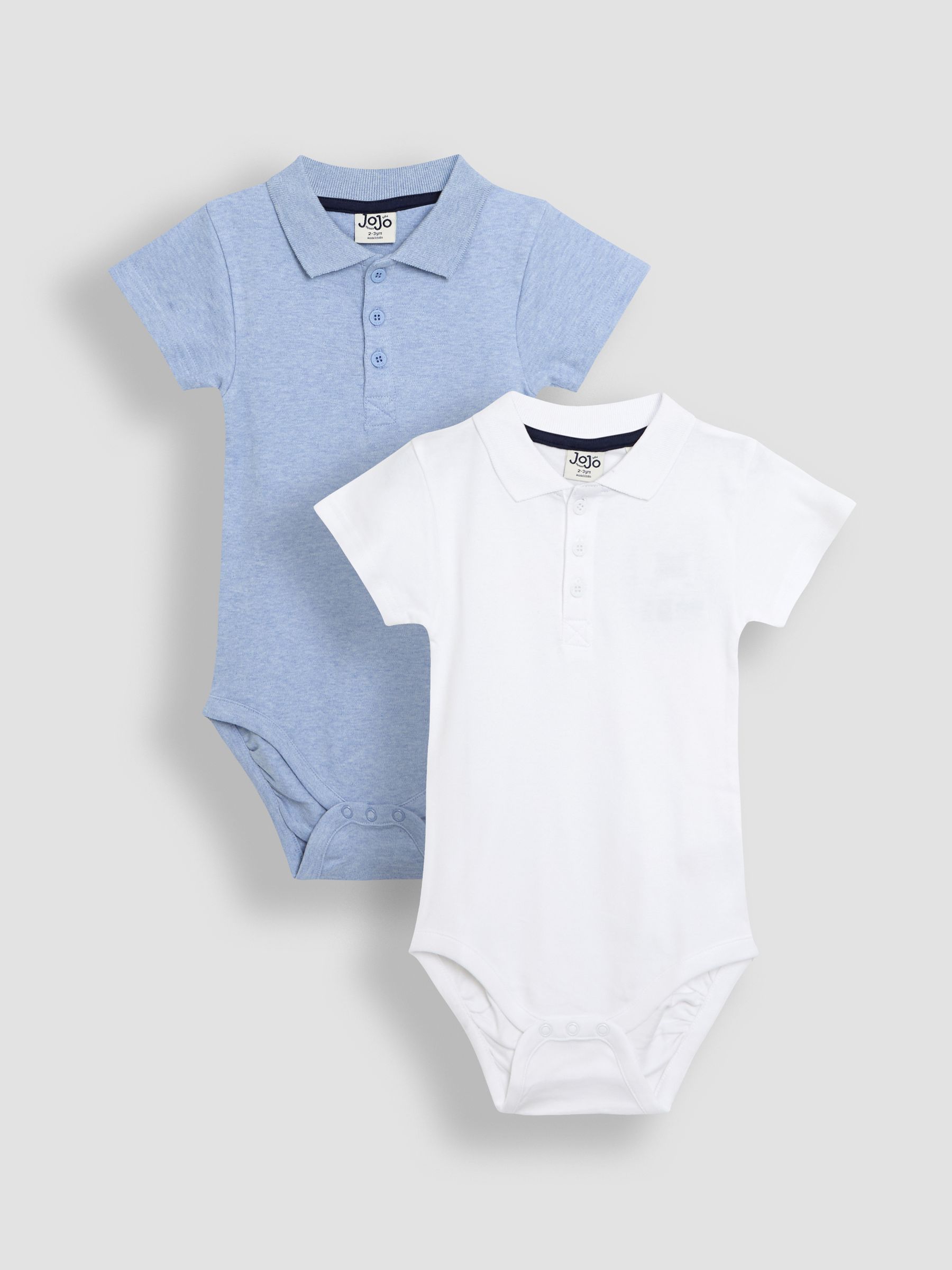 White 2-Pack Plain Polo Shirt Bodysuits