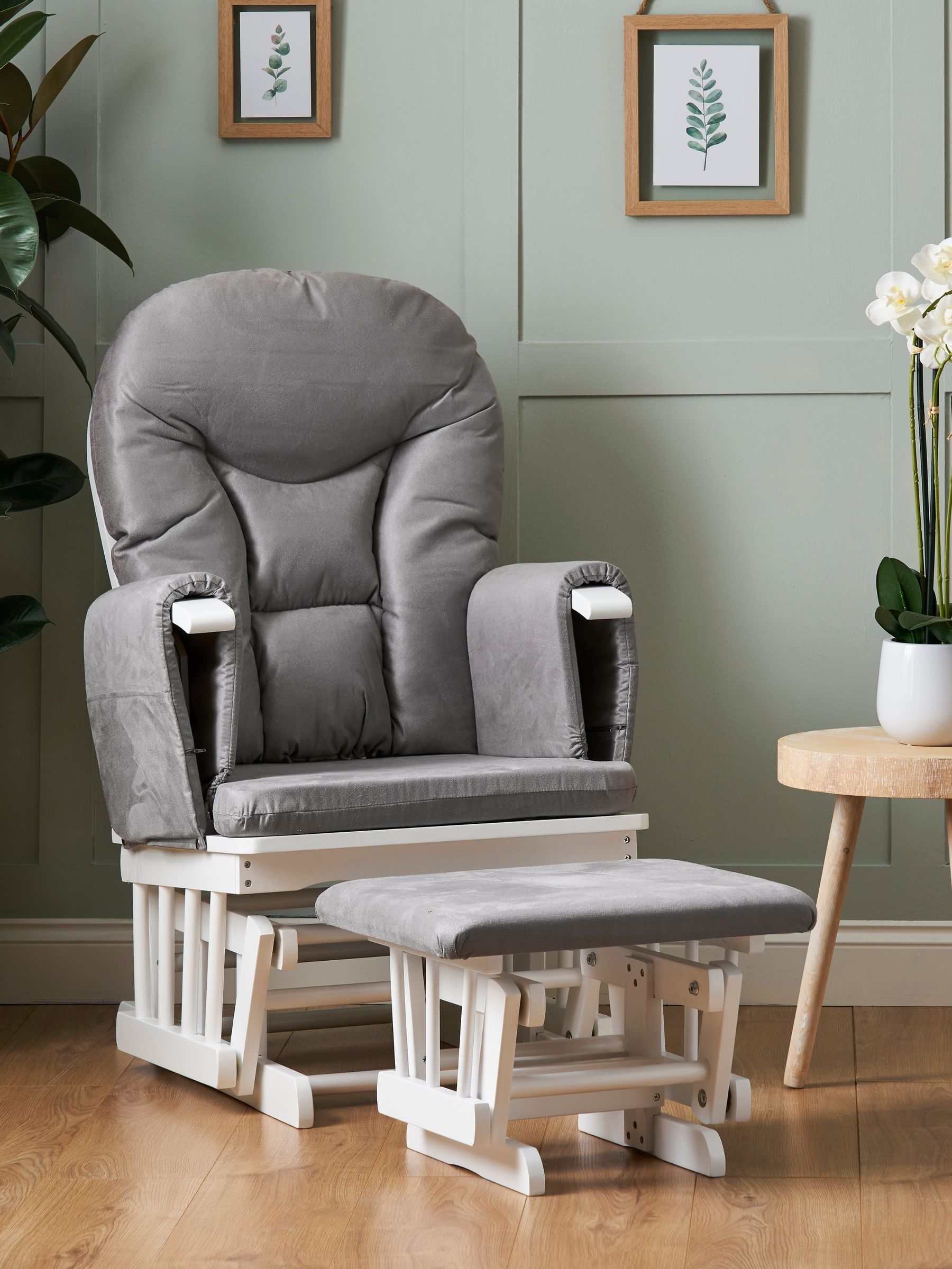 Obaby Grey Reclining Glider Nursing Chair And Stool