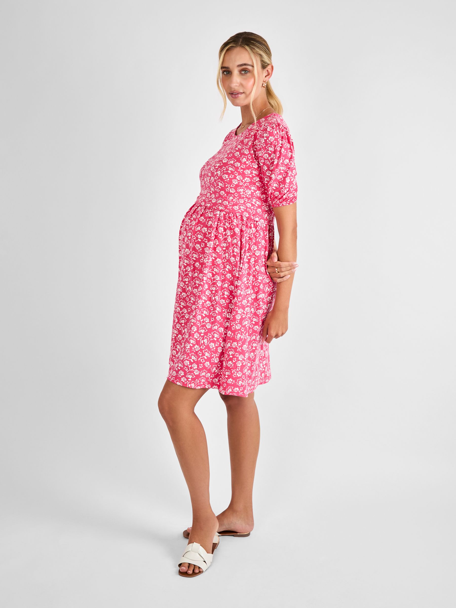 Pink Double Layer Maternity & Nursing Jersey Dress
