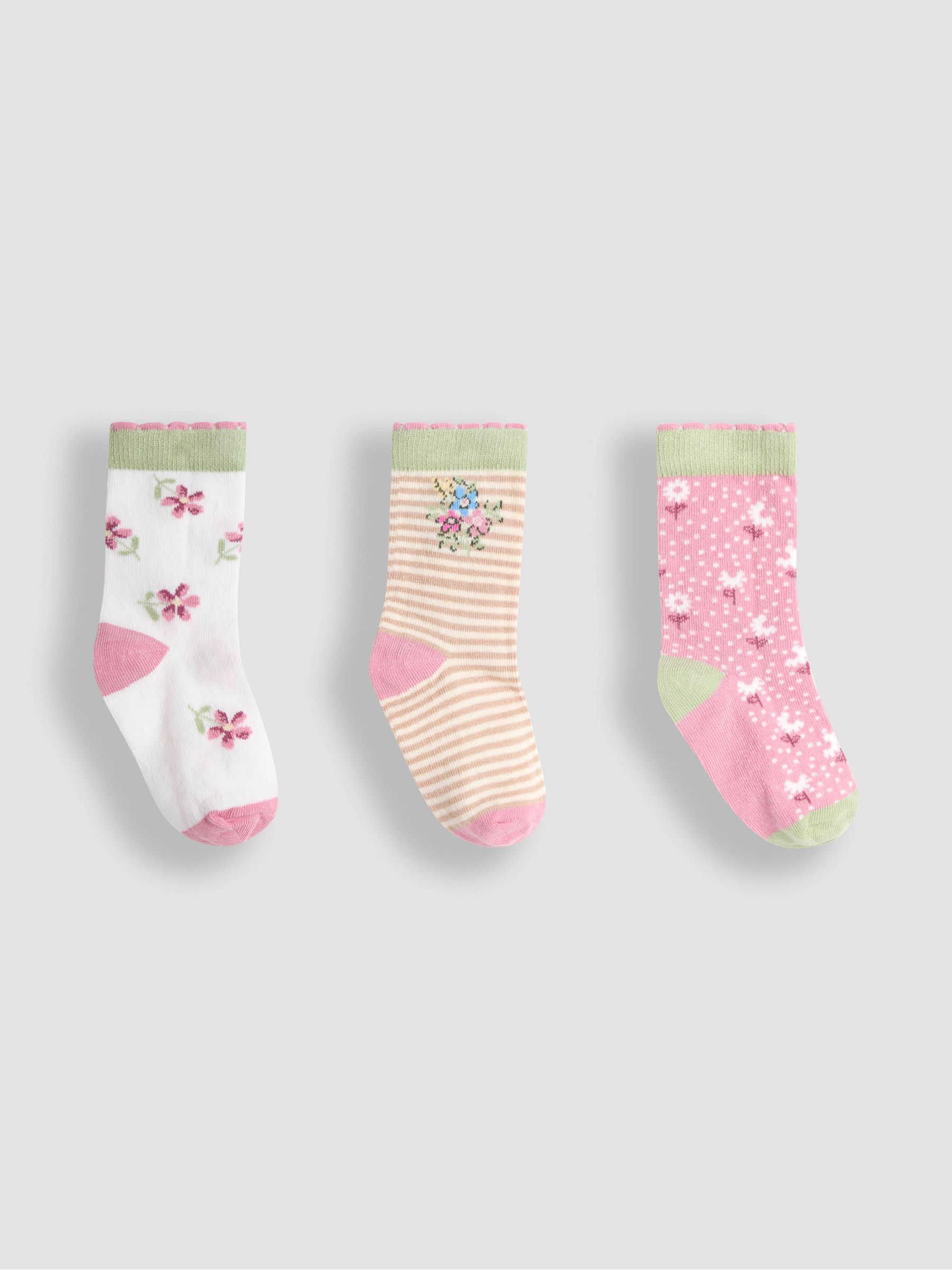 Pale Pink Printed Socks 3 Pack