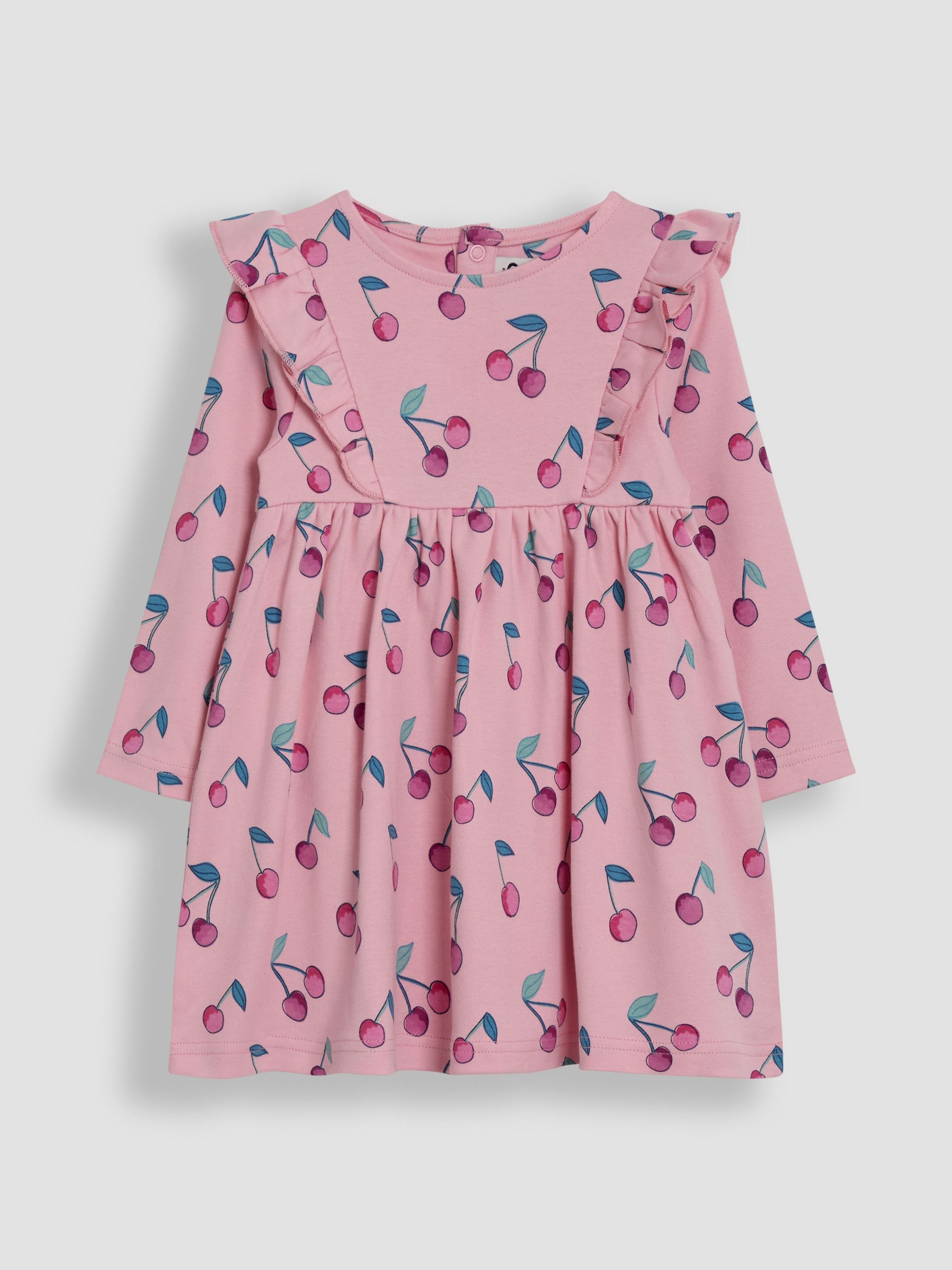 Pink Cherry Frill Sleeve Rib Dress