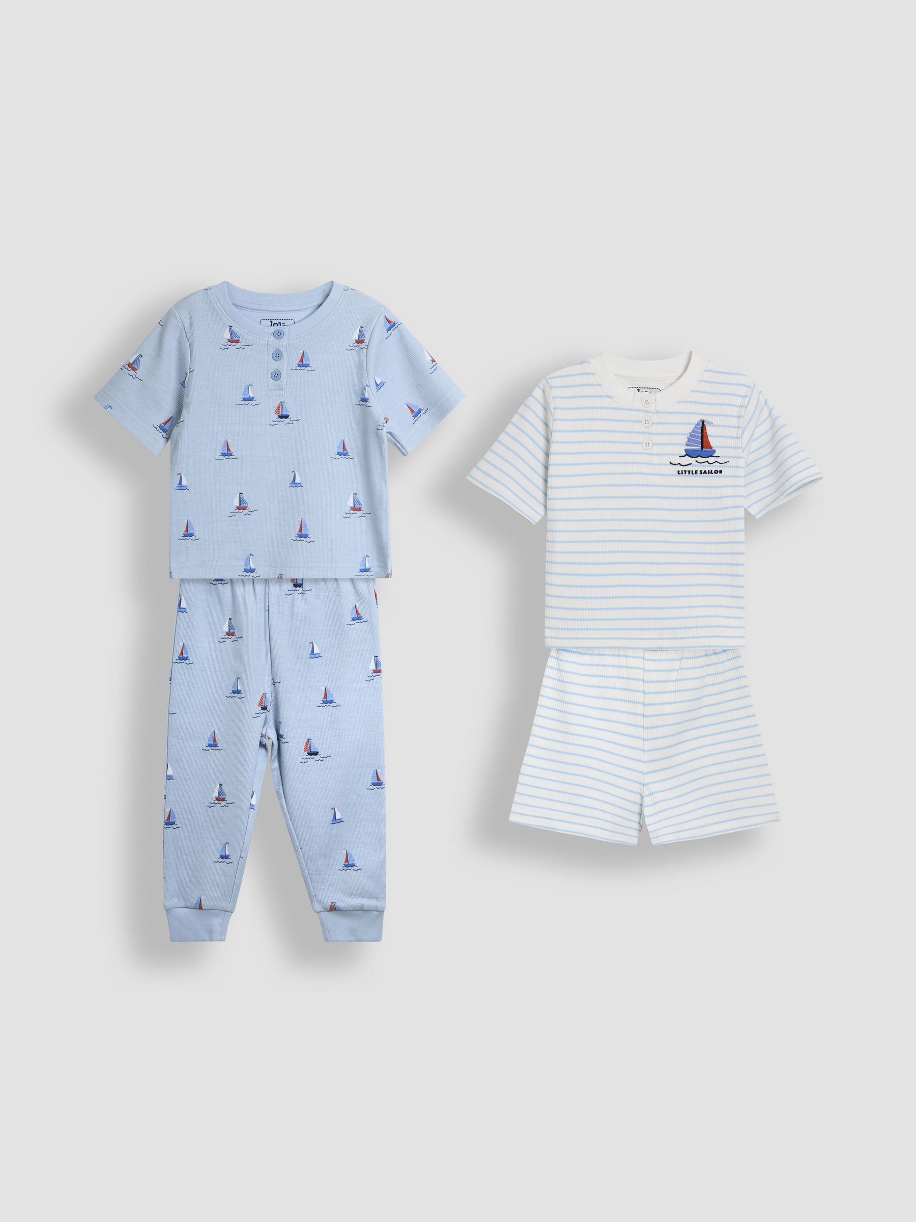 Blue 2-Pack Print Ribbed Jersey Pyjamas