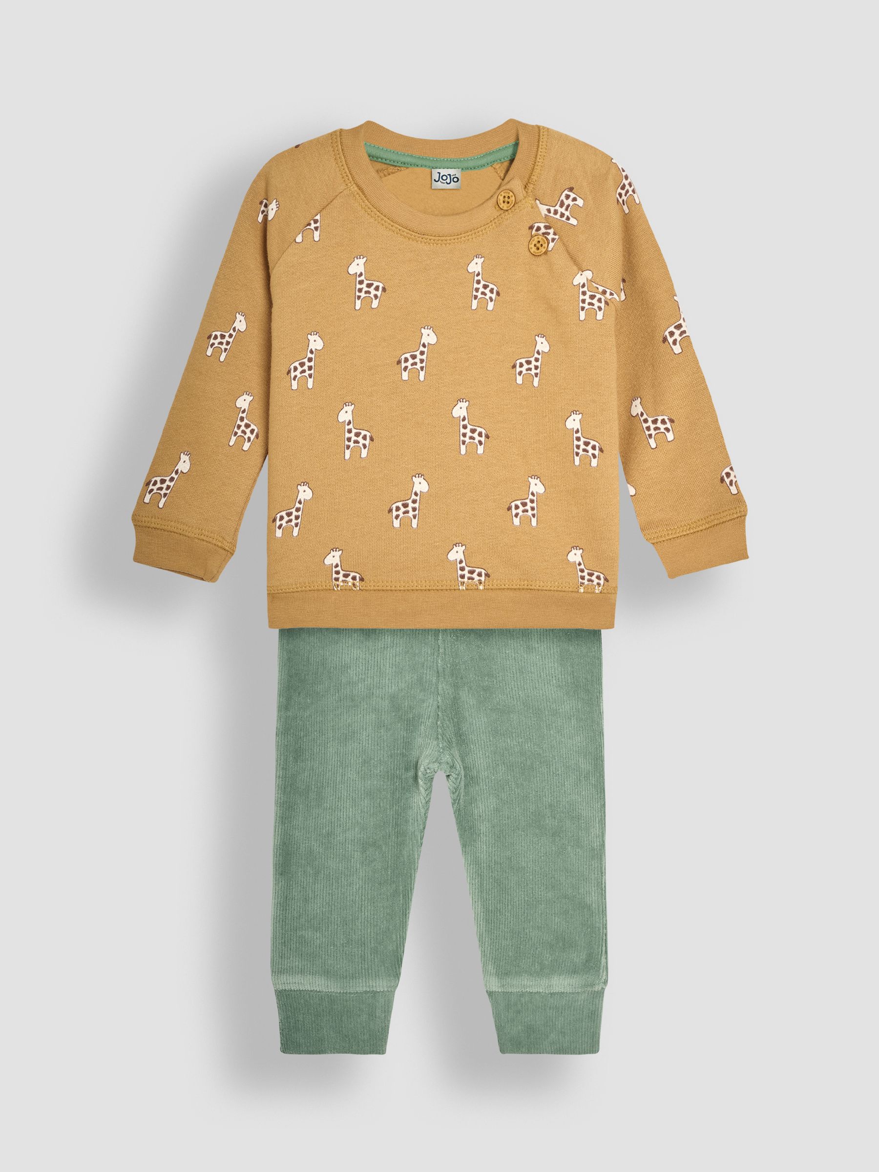 Mustard Baby Giraffe Sweatshirt And Cosy Trousers Set