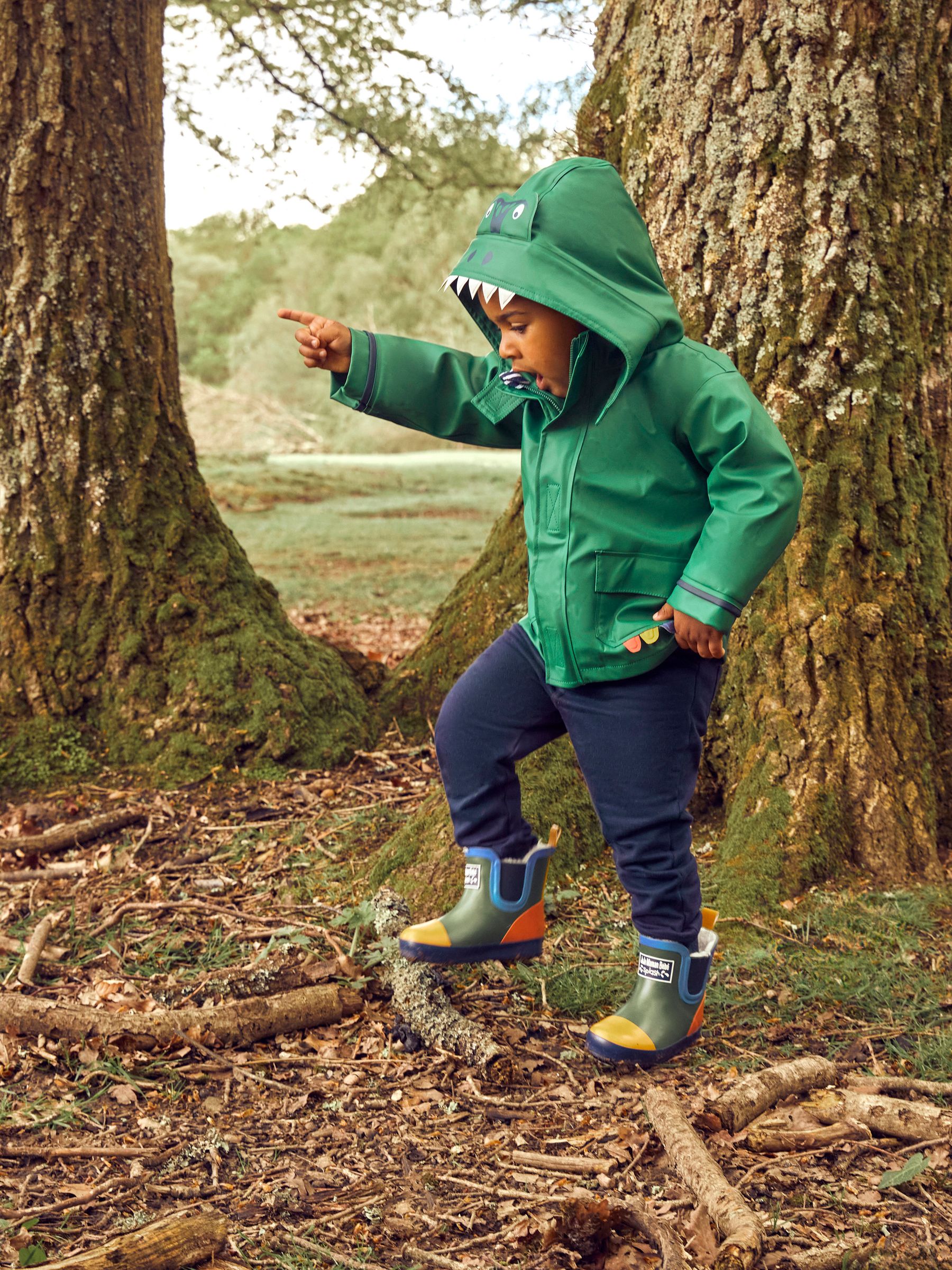 Khaki Green Cosy Lined Colour Block Wellies