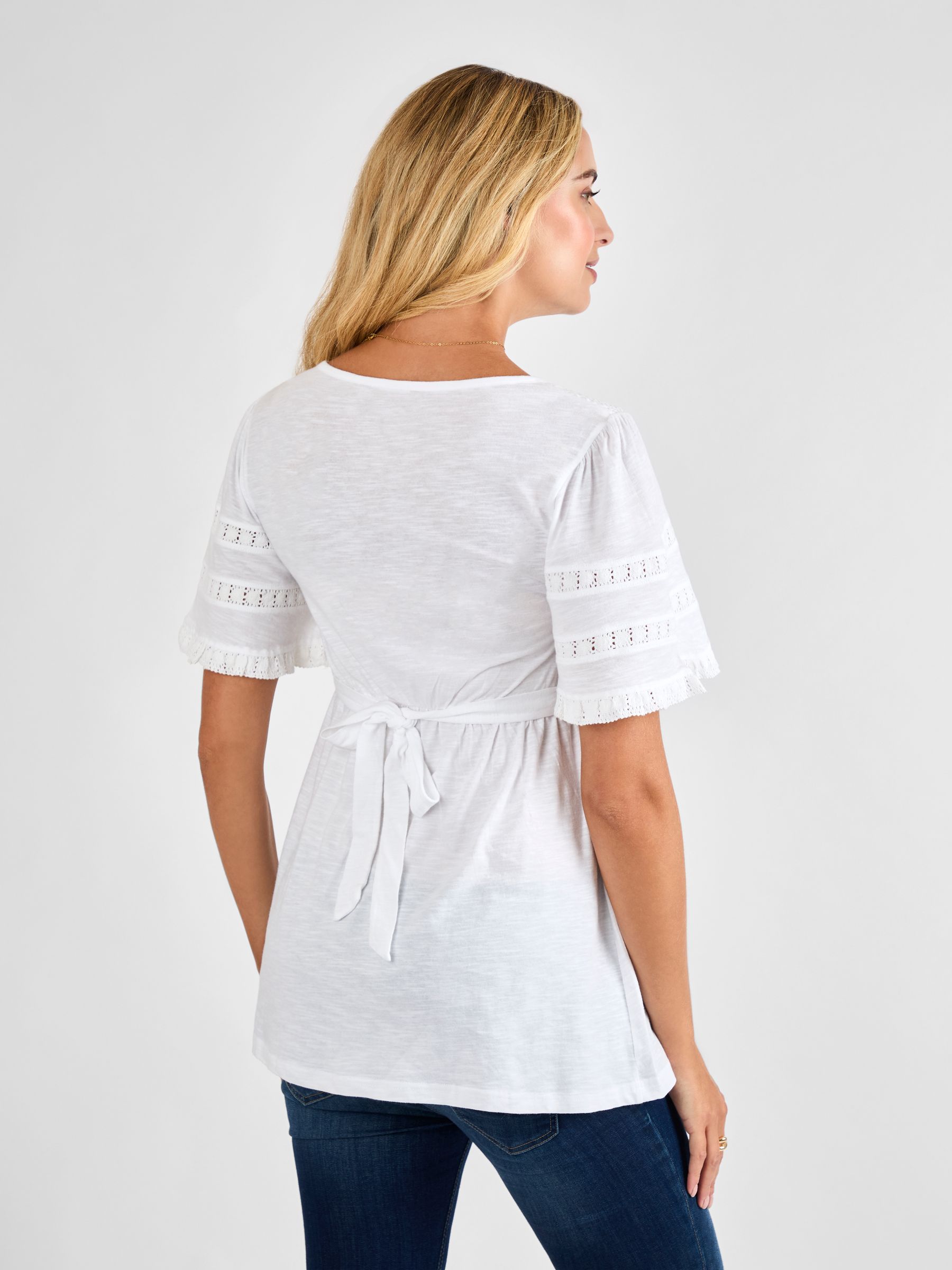 White Broderie Lace Trim Maternity Jersey Top