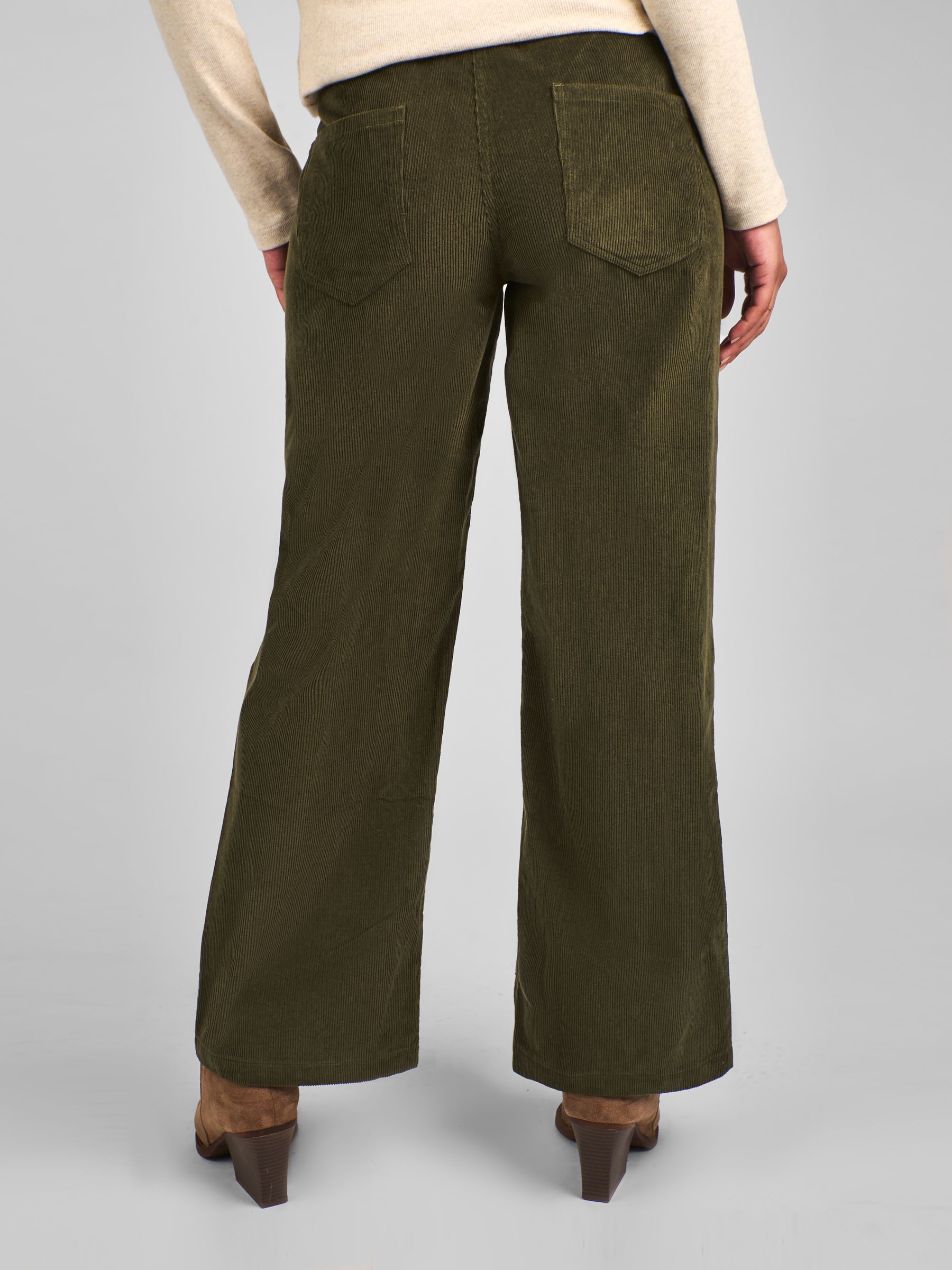 Khaki Green Corduroy Wide Leg Maternity Trousers