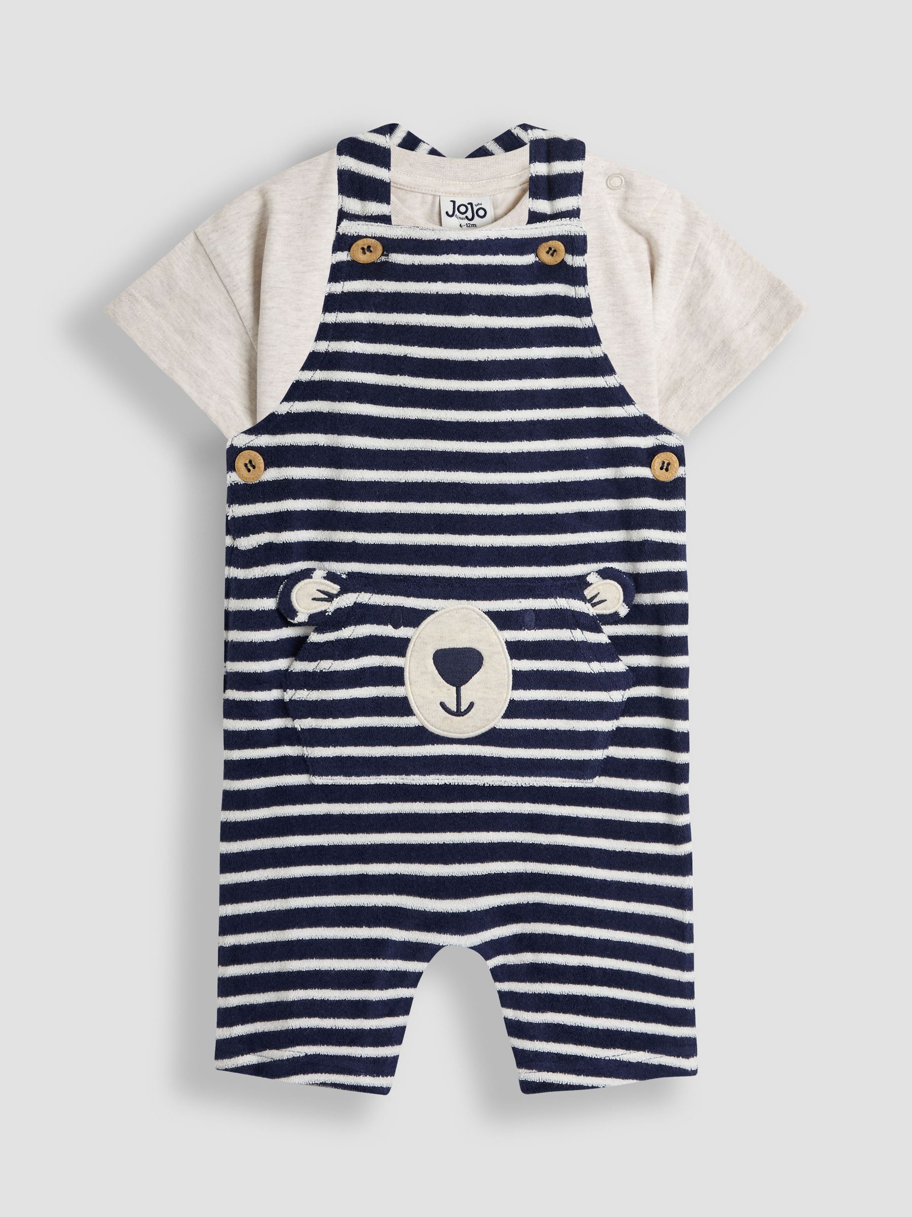 Blue Bear Appliqué Dungarees and T-Shirts Set 2 Piece