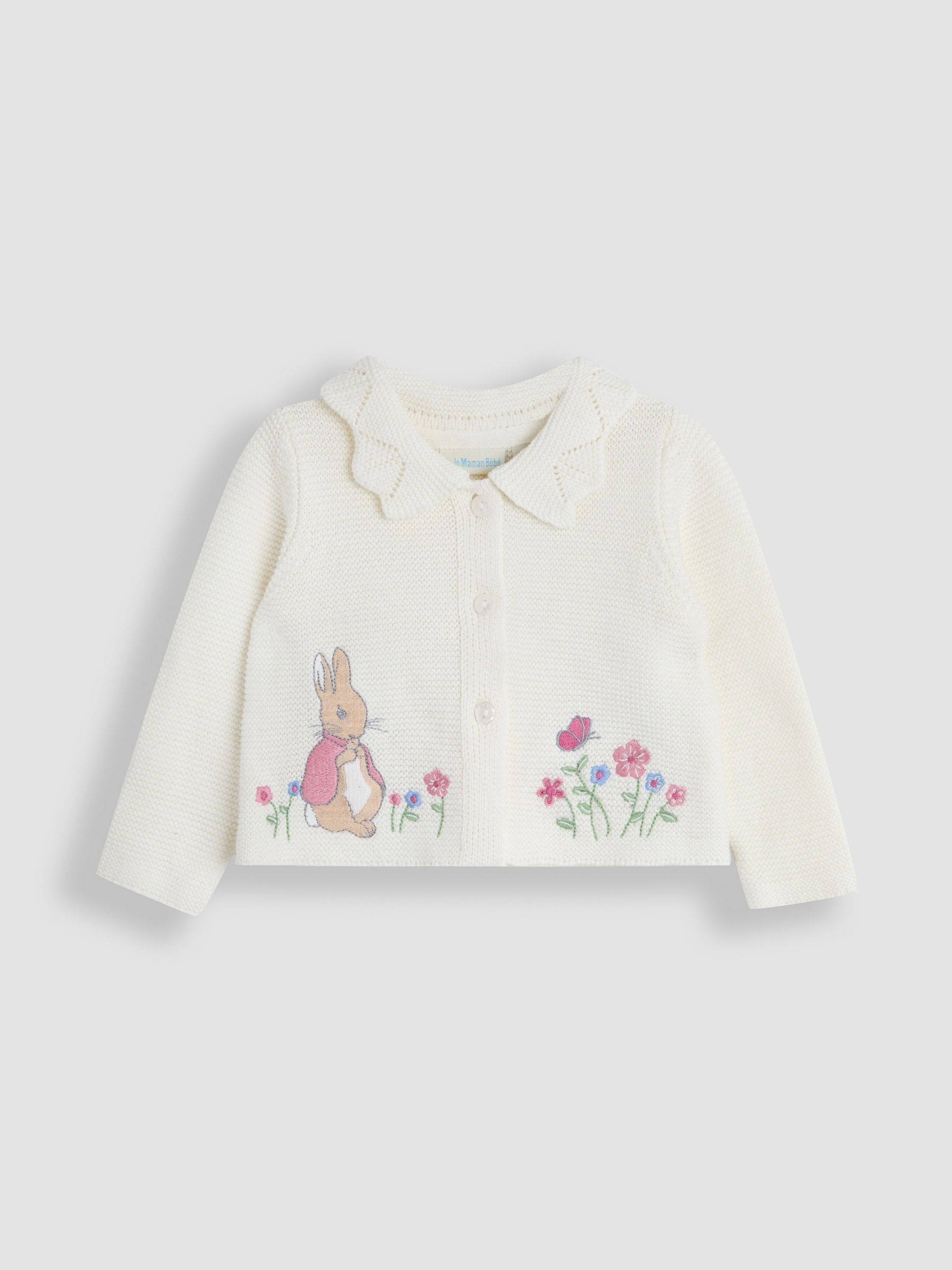 Dusky Pink Flopsy Bunny Scallop Collar Cardigan