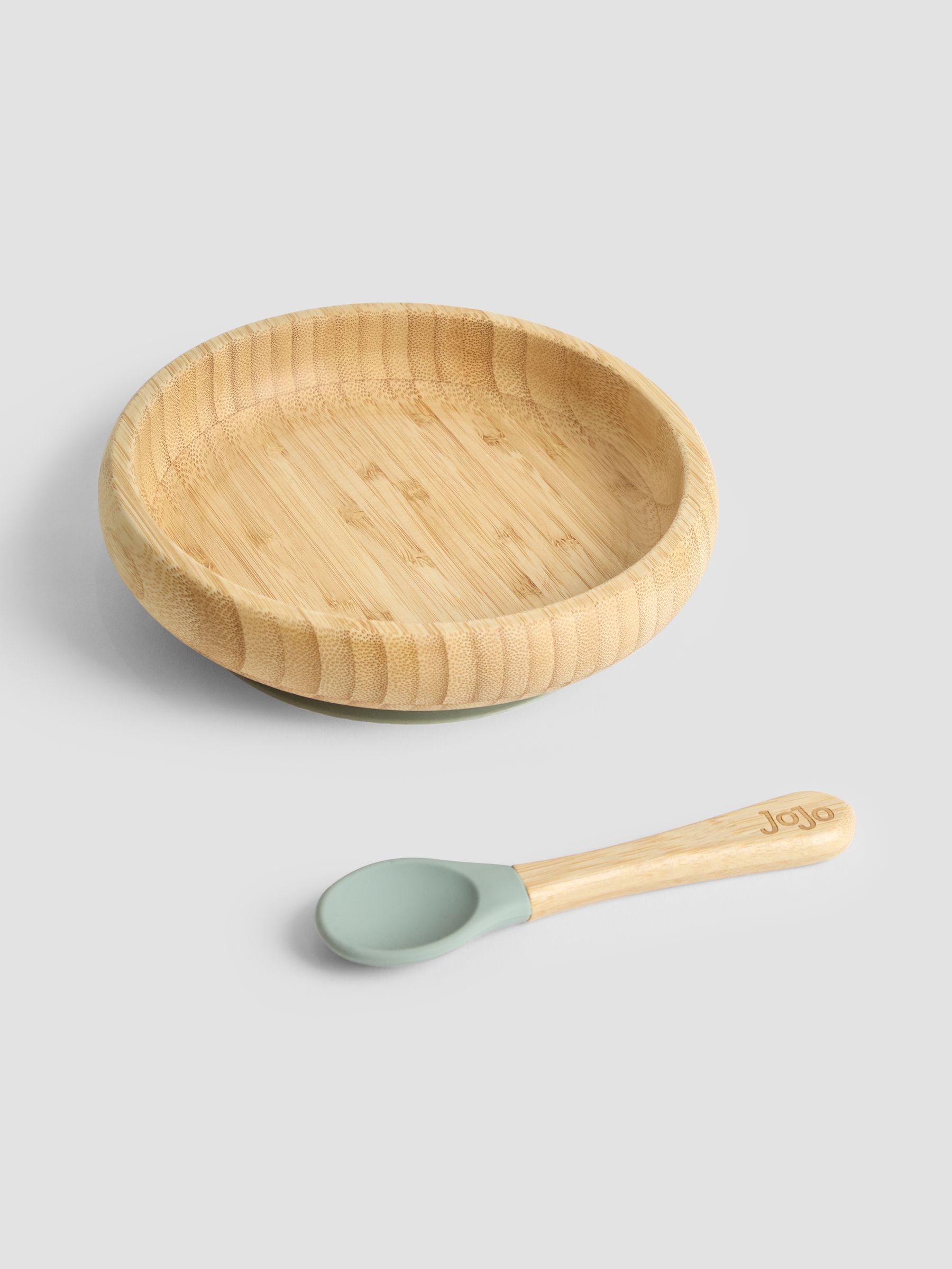 Bamboo Plate with Suction & Spoon