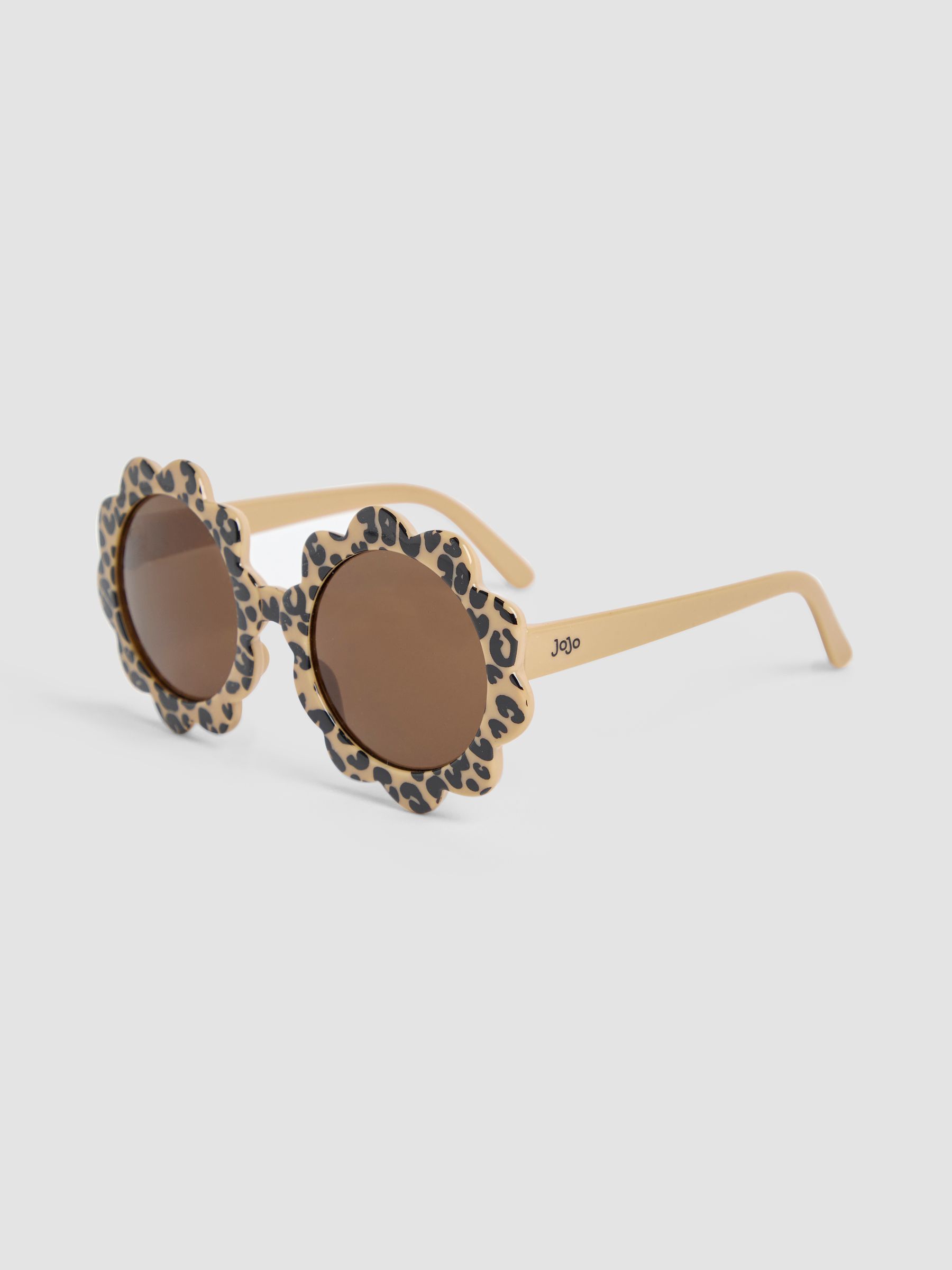 Brown Flower Print Shaped Sunglasses
