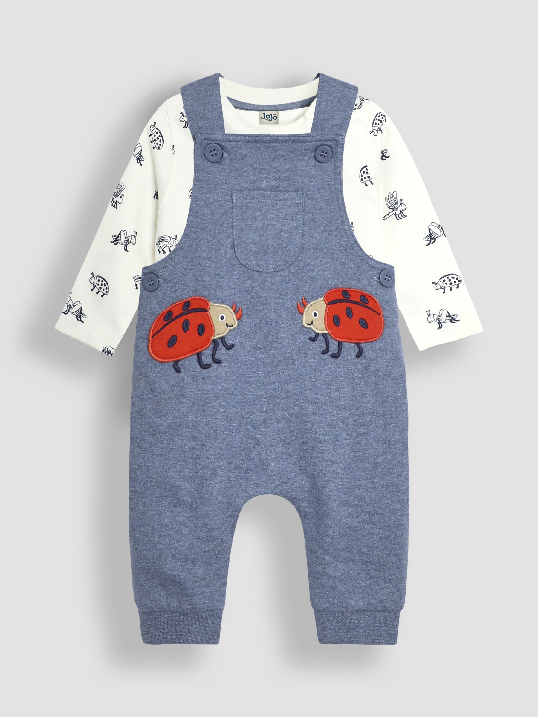 Khaki Green Lion Appliqué Pocket Dungarees and Top Set