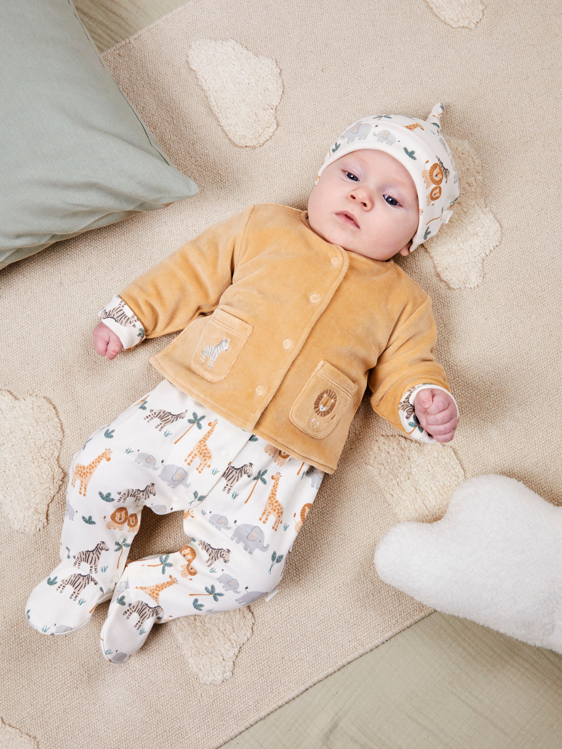 Cream Safari Print Baby Hat