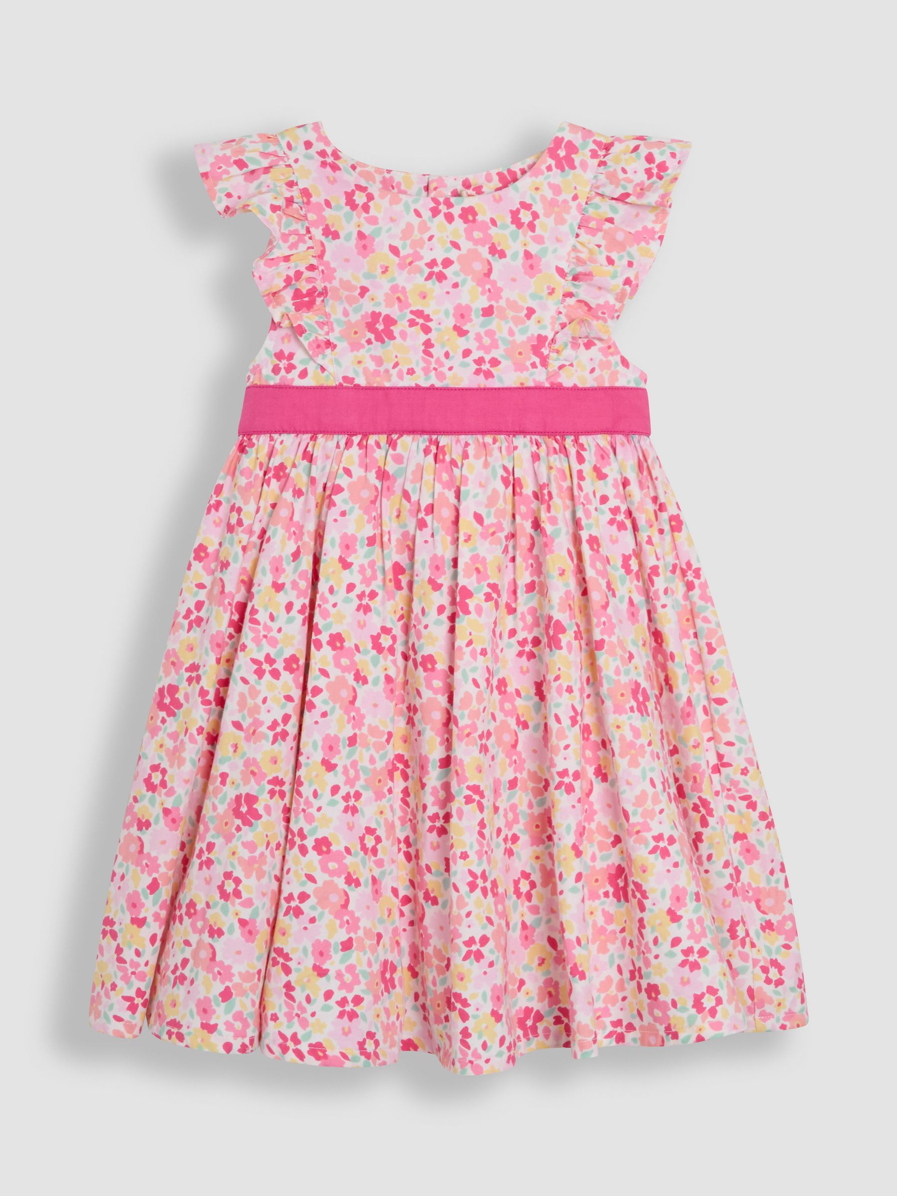 Pink Pretty Floral Ruffle Front Party Dress