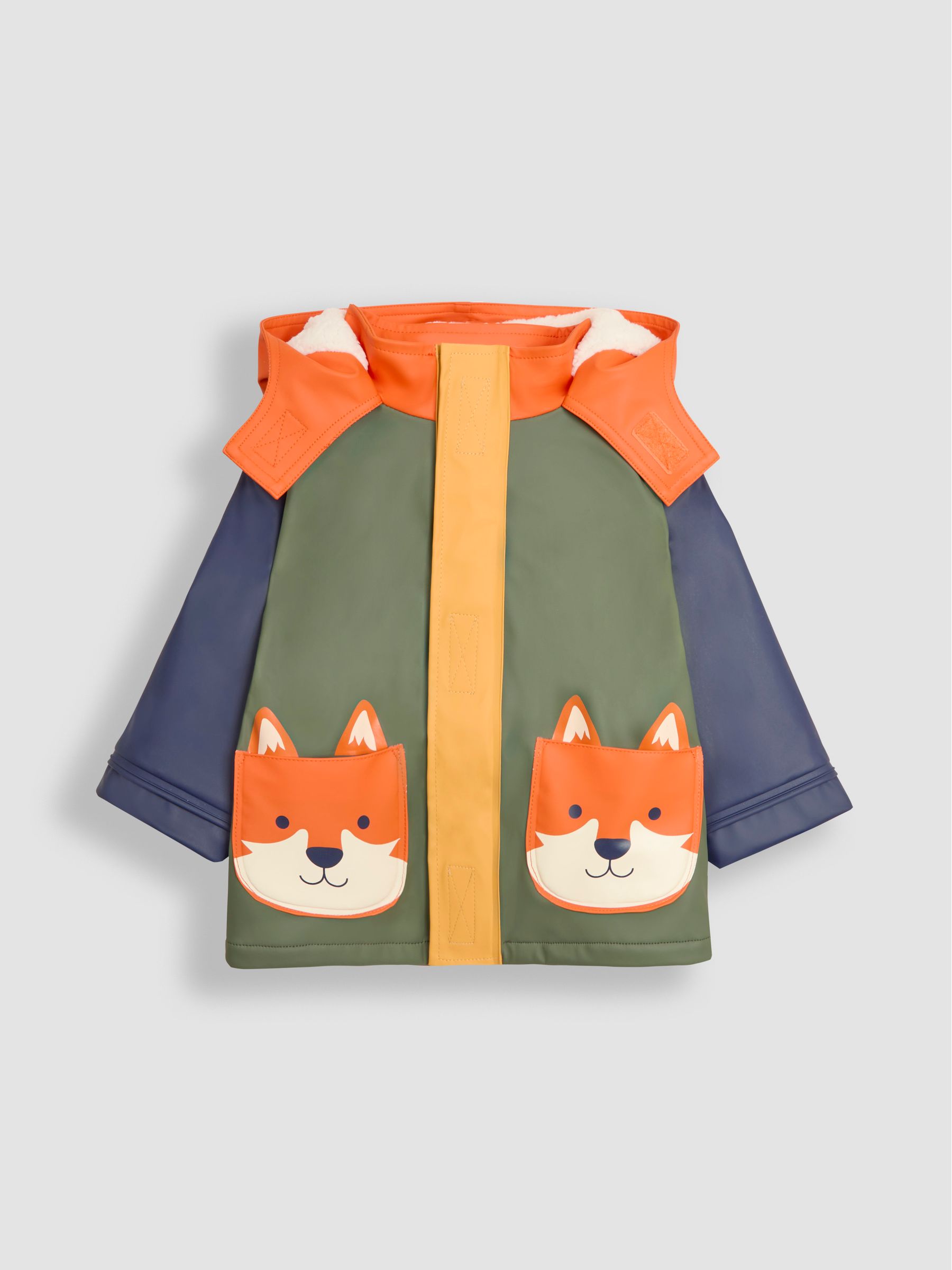 Khaki Fox Applique Pocket Cosy Waterproof Jacket