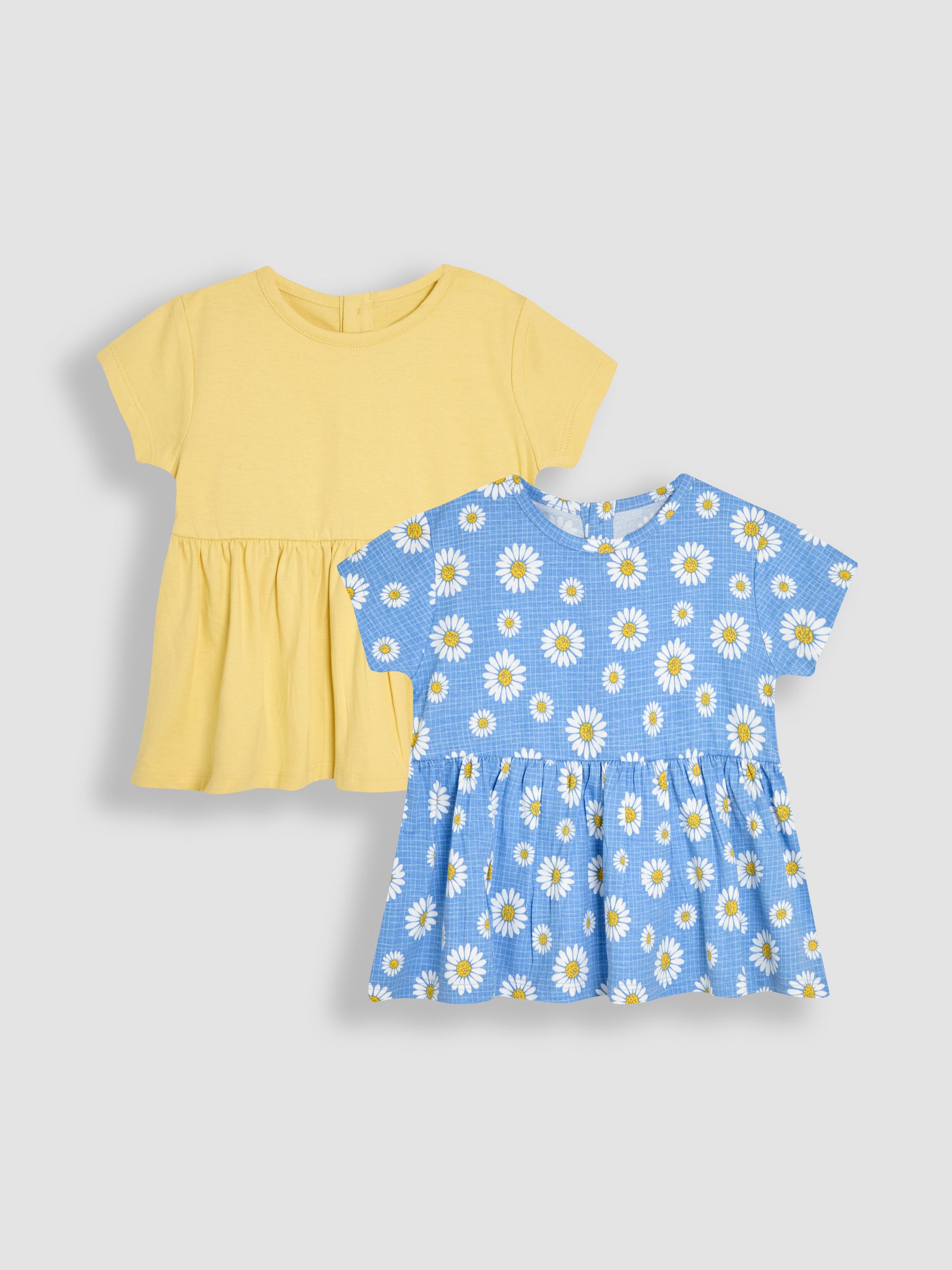 Blue Sunflower Floral Print Drop Shoulder T-Shirts 2 Pack