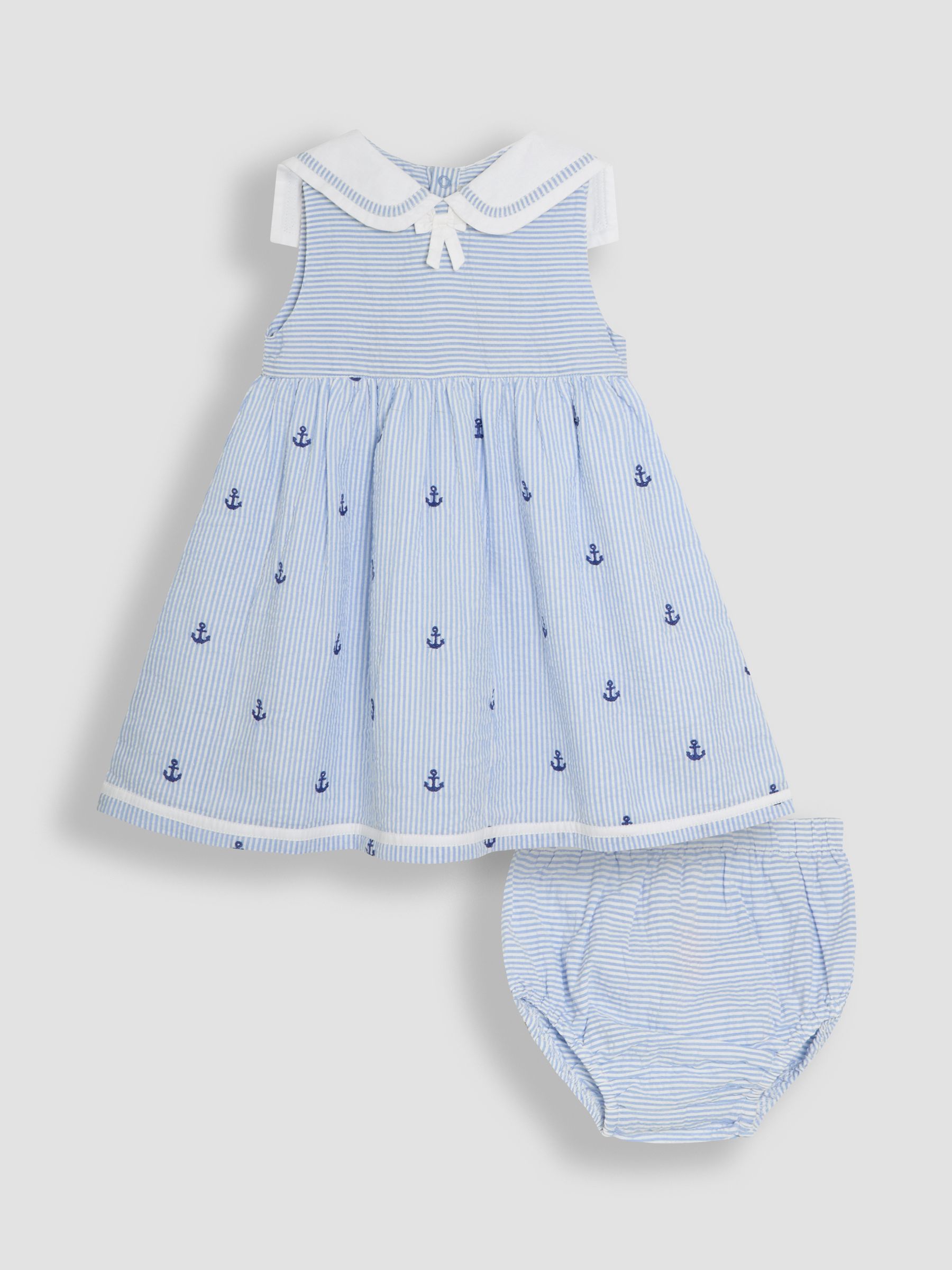 Pink Ice Cream Applique Seersucker Sailor Baby Dress