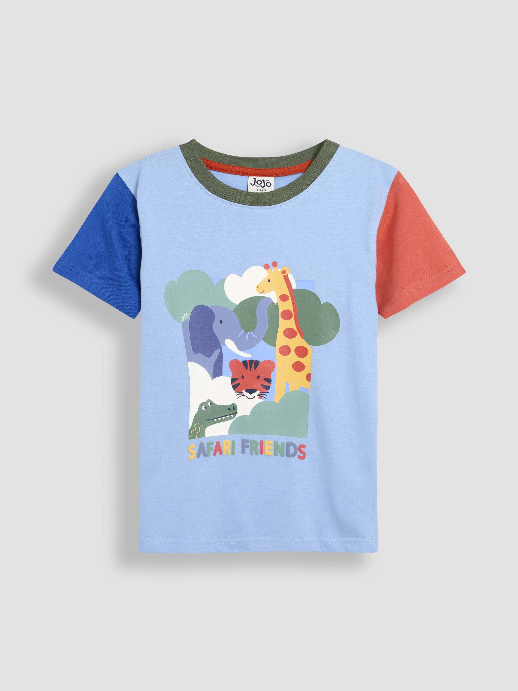 Blue Safari Scene 100% Cotton Printed T-Shirt